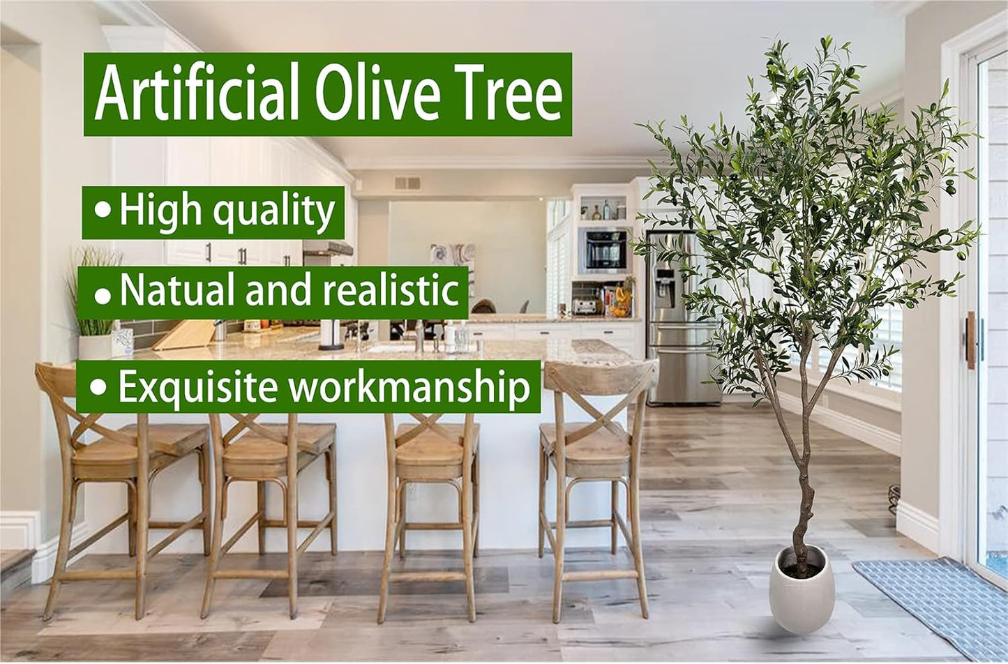 Artificial Olive Tree 7ft(82in,2200+Uv Protection Leaf) Tall,Faux Olive Tree Indoor Artificial Tree for Modern Home Office Living Room Floor Decor Indoor