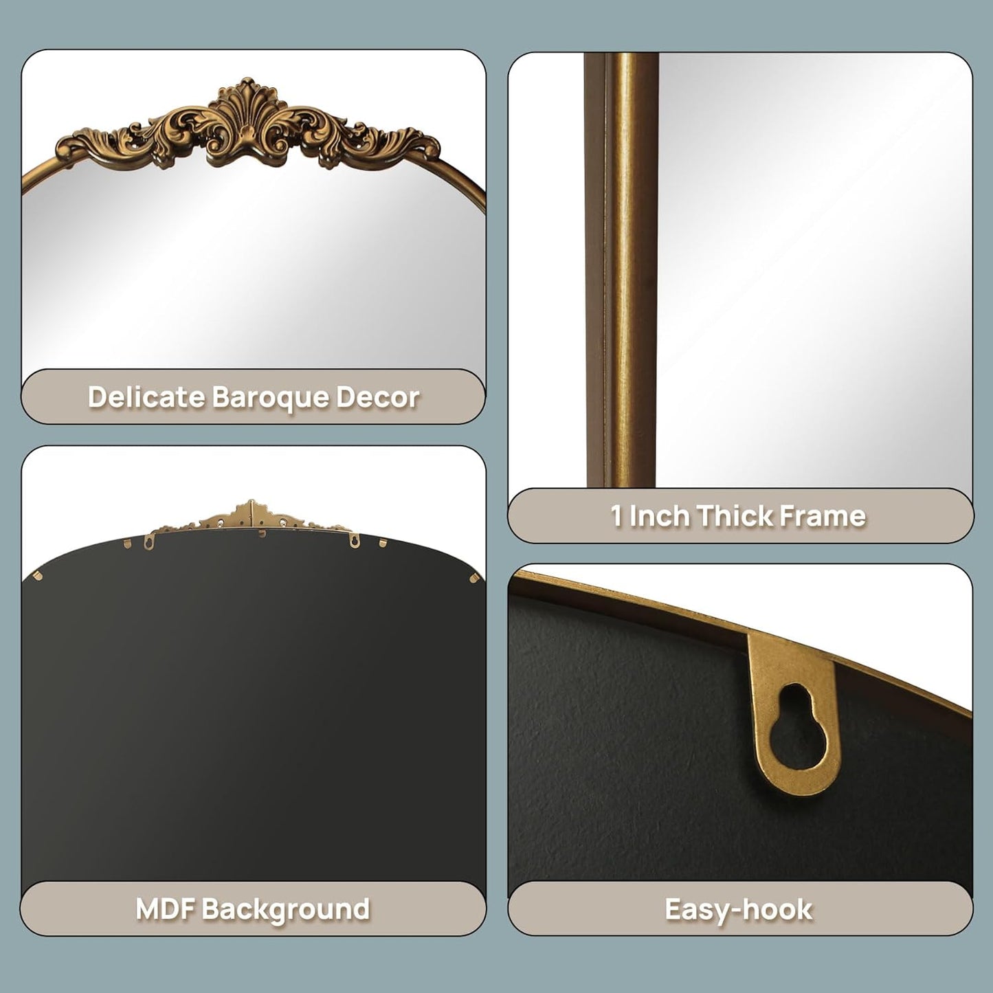 36"X30" Vintage Gold Mirror Baroque Mirror for Wall,Ornate Mirror with Metal Frame,Decorative Mirrors for Living Room,Entryway,Bathroom,and Bedroom