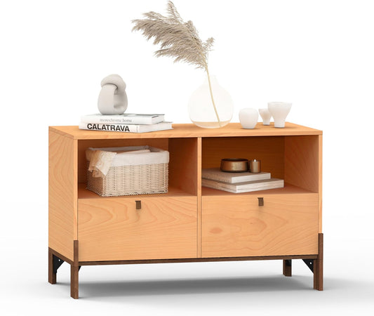 Sebastack TV Stand, Expandable Television Stand, Customizable Coffee Table with Drawer, Entertainment Center and Media Console with Storage for Living Room, Bedroom, 31.46 inch Beech Color