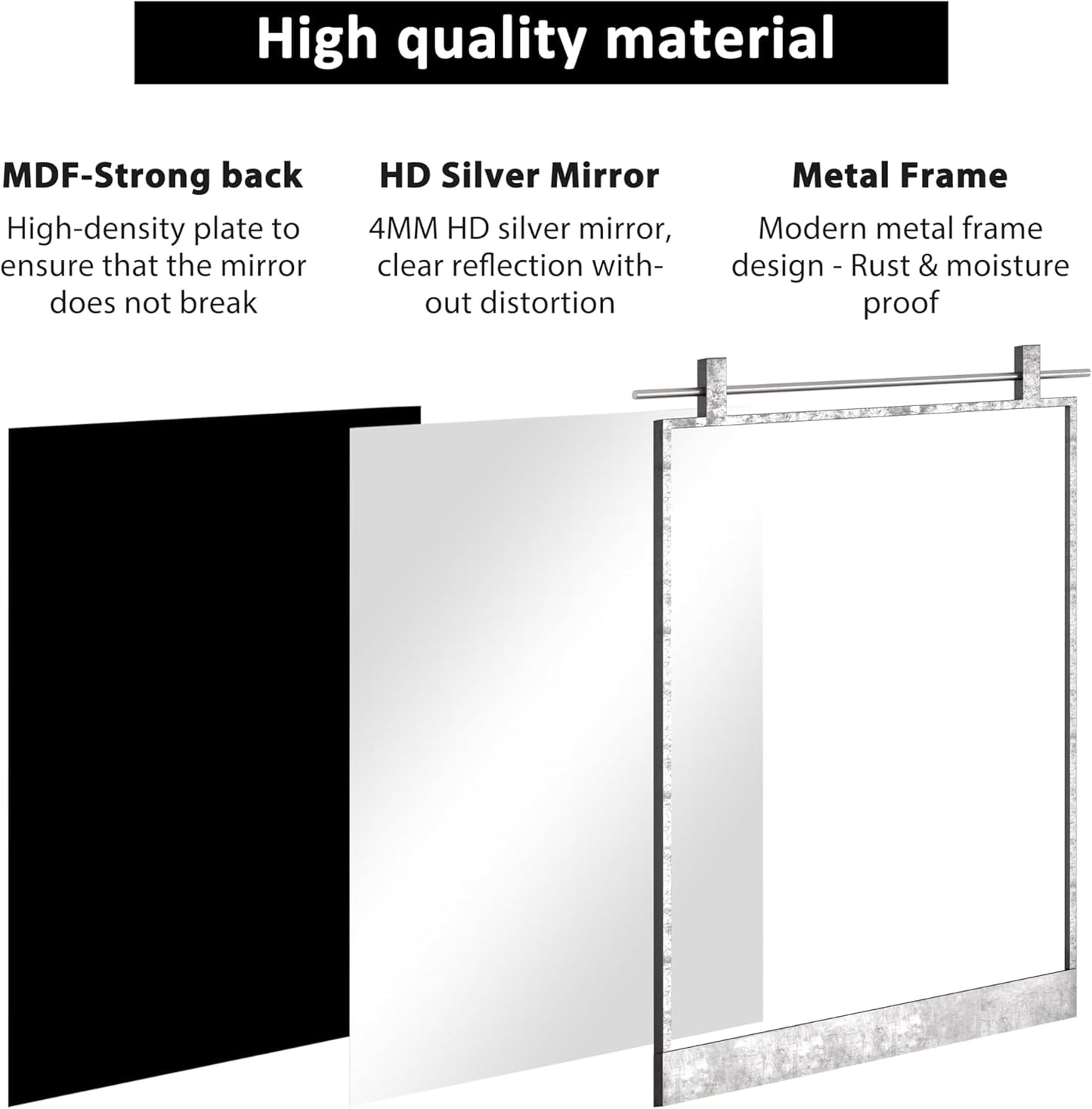 16x24 Inch Rectangle Bathroom Vanity Mirror for Wall Mounted Over Sink Farmhouse Rustic Frame Barn Door Mirrors Silver Foyer Entryway Decor