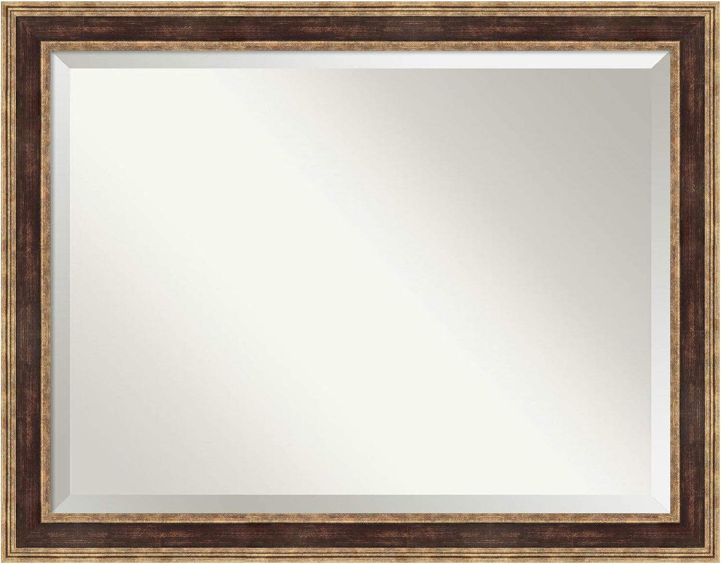 Amanti Art Bronze Bathroom Mirror for Over Sink, 36x46 Ridge Light Bronze Rectangle Vanity Mirror, X-Large Traditional Frame, Hangs Horizonally and Vertically, Bathroom Wall Decor, Beveled Edge