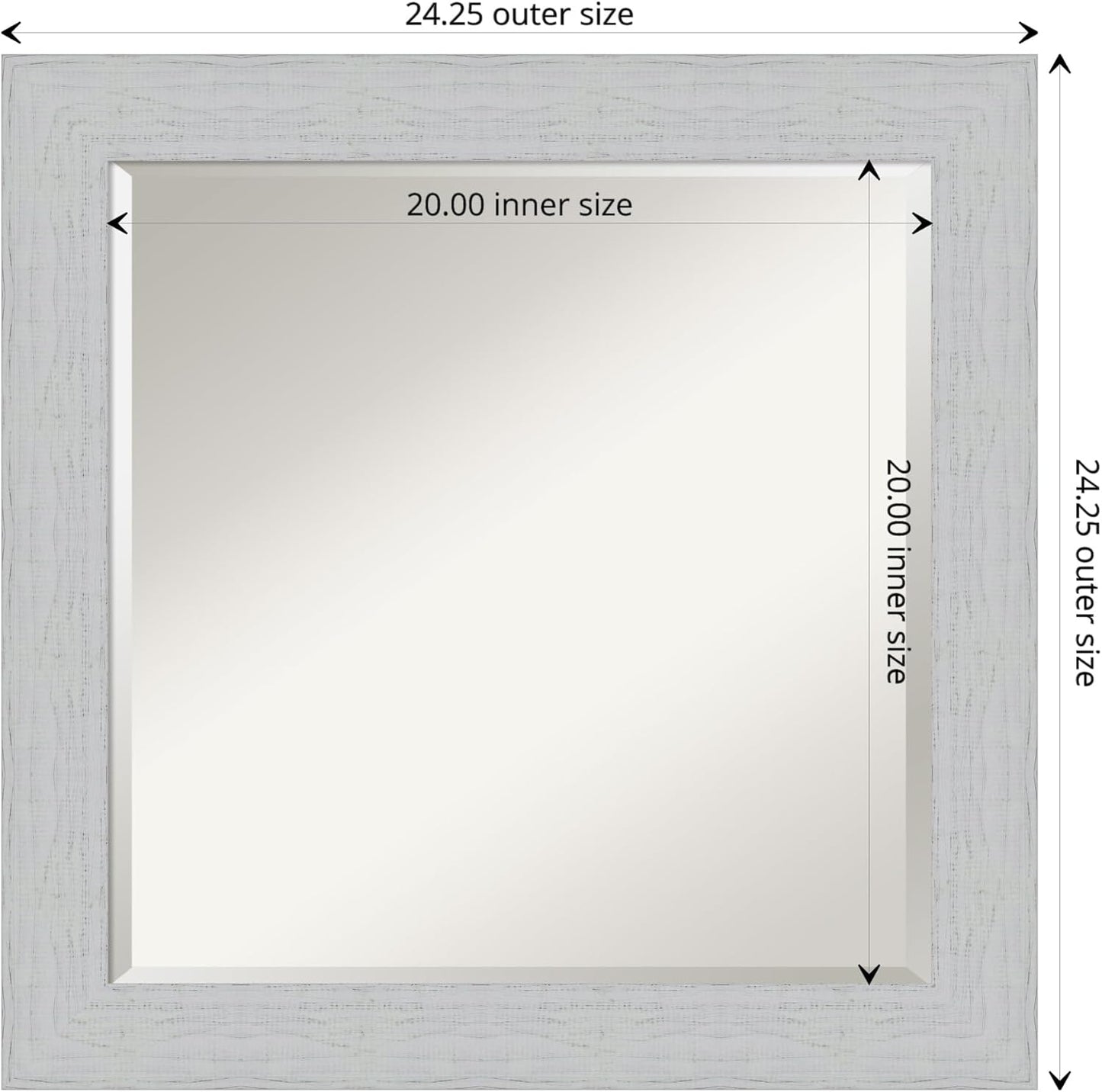 Amanti Art White Bathroom Mirror for Over Sink, 24x24 Shiplap White Square Vanity Mirror, Medium Coastal Wood Frame, Hangs Horizonally and Vertically, Bathroom Wall Decor, Beveled Edge from WI, USA