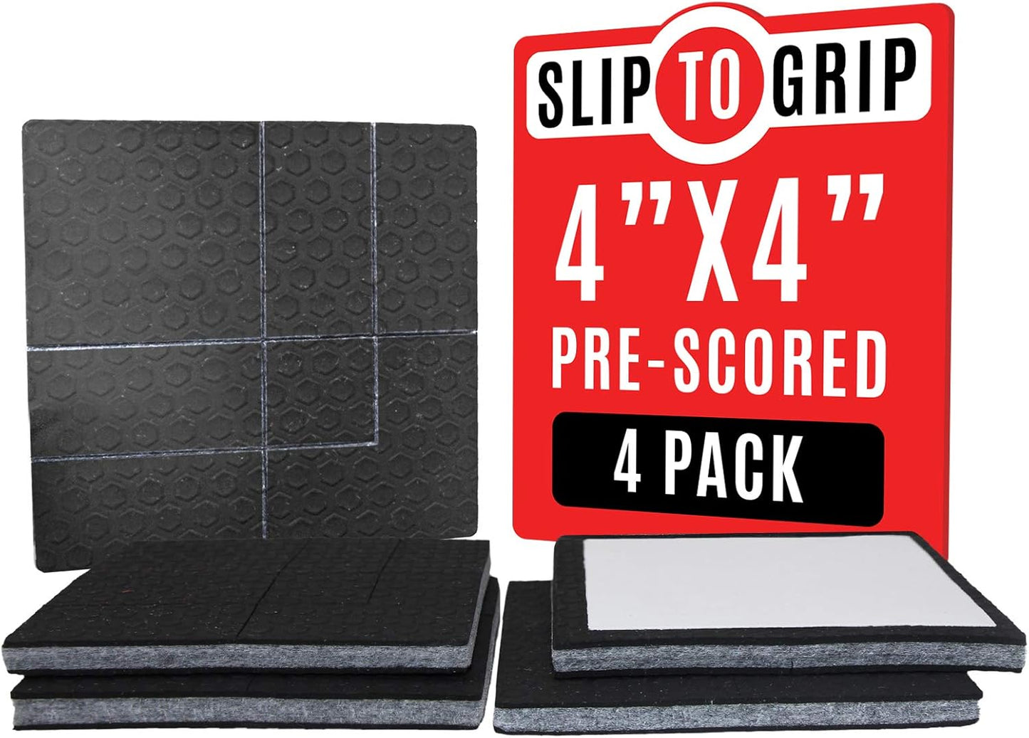SlipToGrip Non Slip Furniture Pad Grippers - Stops Slide - Multi Size (4 Pads) - Make 4", 1", 2", etc.- Pre-Scored Multiple Sizes - 3/8" Felt Core - Anti Slip - No Nails, No Glue.