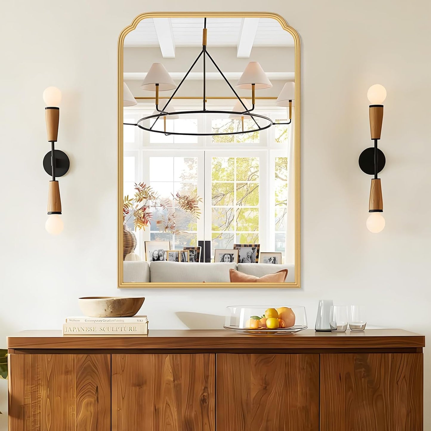 24X36 Inch Gold Mirror for Bathroom, Modern Rounded Corner Rectangle Mirror with Non-Rusting Iron Metal Framed Bathroom Vanity Mirror for Over Sink Wall Decor(Tempered Glass)