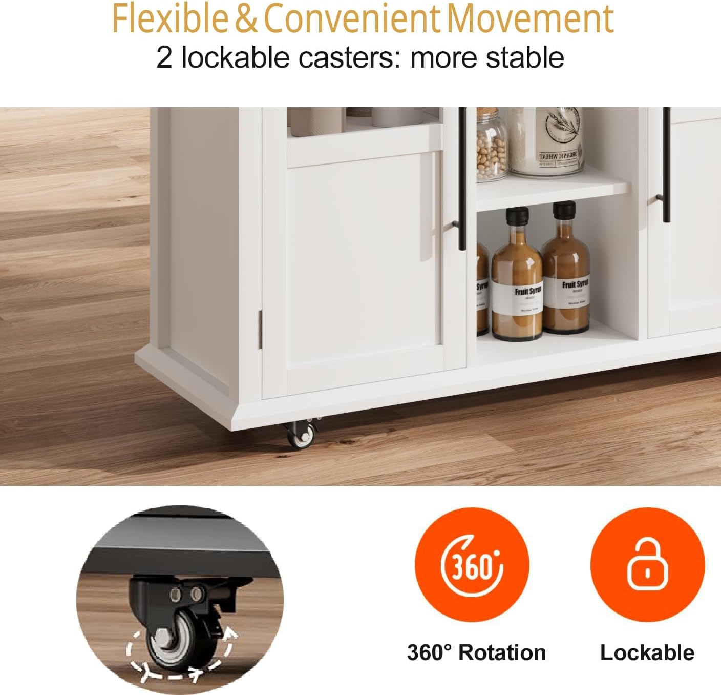 Mobile Modern Storage Island,Rolling Kitchen Island with Drop Leaf - Door Cabinet, Drawer, Bar Cart with Cabinet, Portable Cart Island Table for Kitchen,White