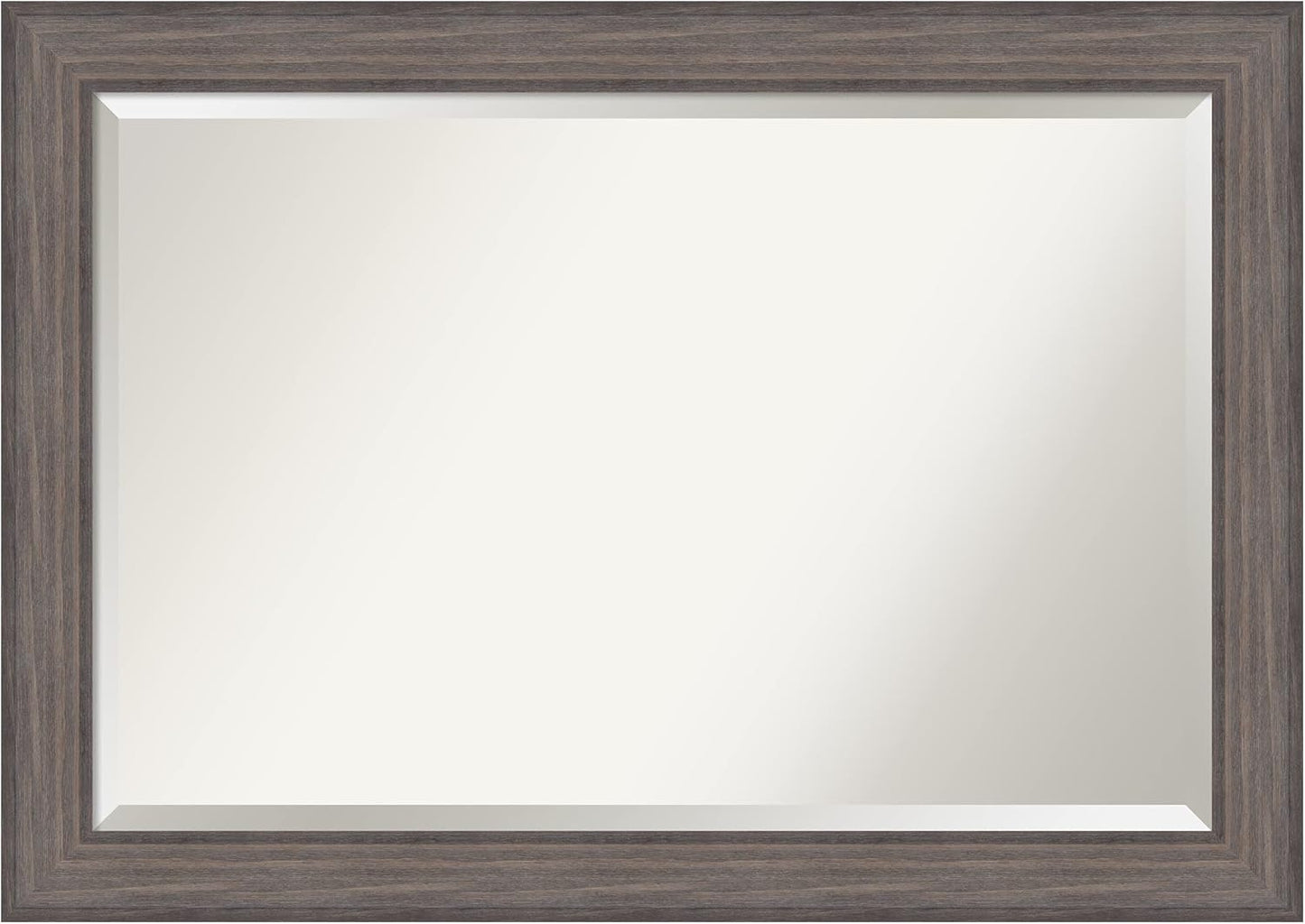 Amanti Art Grey Wall Mirror 29x41 Country Barnwood Rectangle Bathroom Mirror for Wall Decor Living Room, Large Rustic Farmhouse Wood Frame, Hangs Horizonally and Vertically, Bathroom Decor, Beveled
