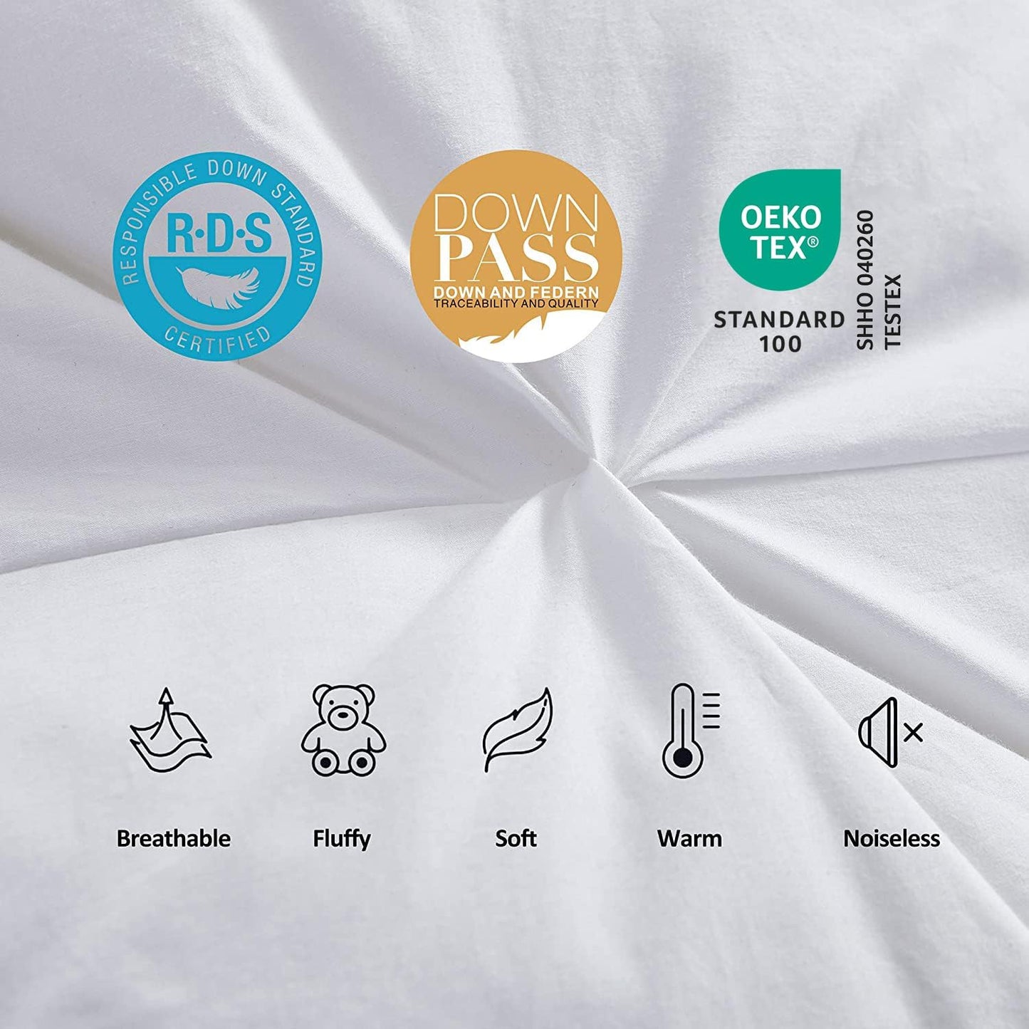 Luxurious All-Season Goose Down Feather Fiber Comforter Oversize Queen Duvet Insert (98x98), Exquisite Pinch Pleat Design- White, Premium Baffle Box, 100% Egyptian Cotton Cover, 70 oz. Fill Weight