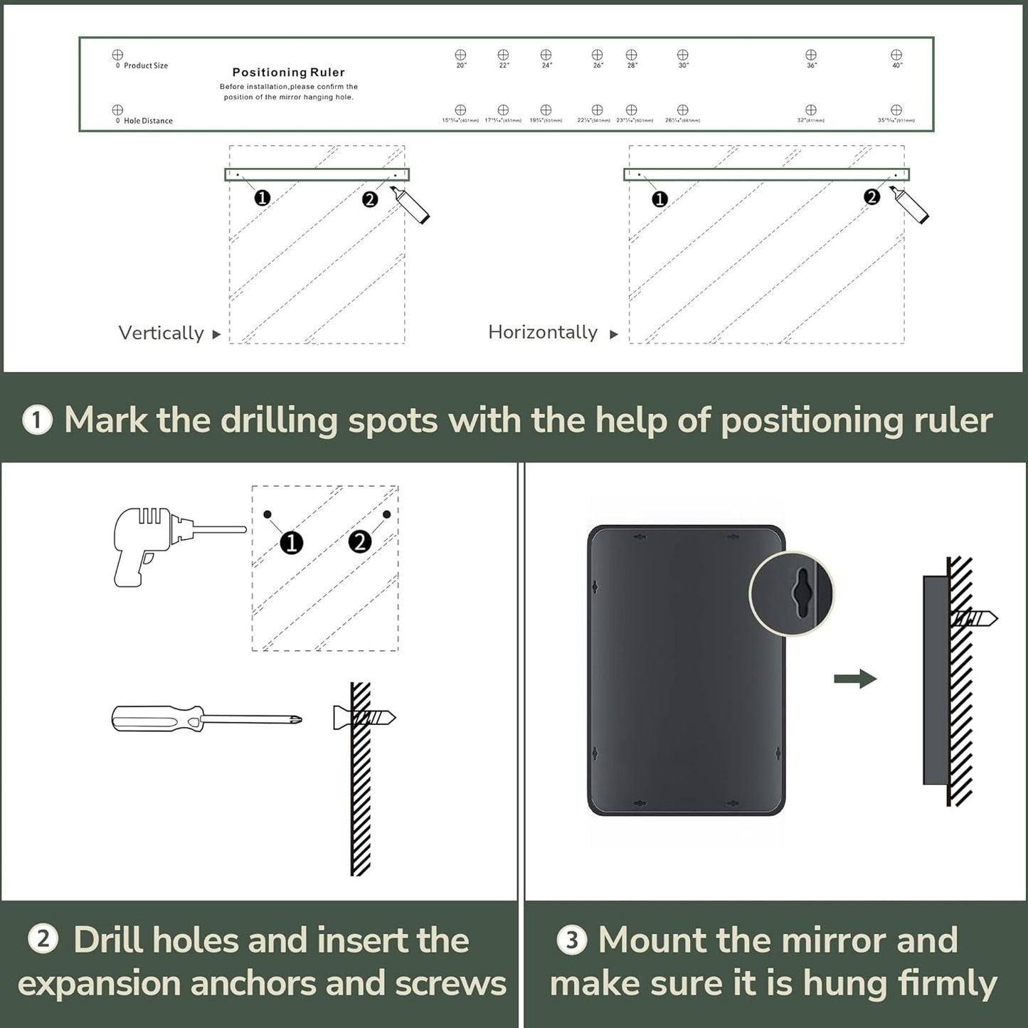 TokeShimi 28x36 Inch Brushed Silver Bathroom Vainty Mirror for Wall with Non-Rusting Aluminum Alloy Brushed Metal Frame for Modern Farmhouse Bedroom Living Room Decor (Horizontal/Vertical)
