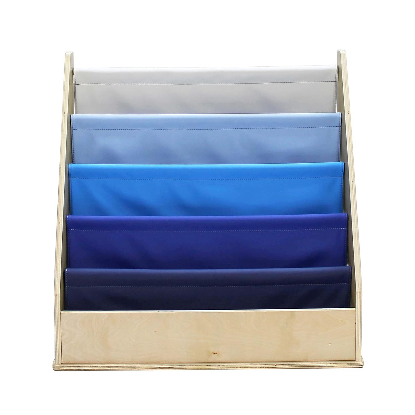 Factory Direct Partners 13745-NVPB Birch SoftScape Sling Book Display, 4-Shelf Vinyl Storage for Kid"s Books and Magazines for Bedroom, Playroom, Daycare, Preschool or Classroom - Navy/Powder Blue