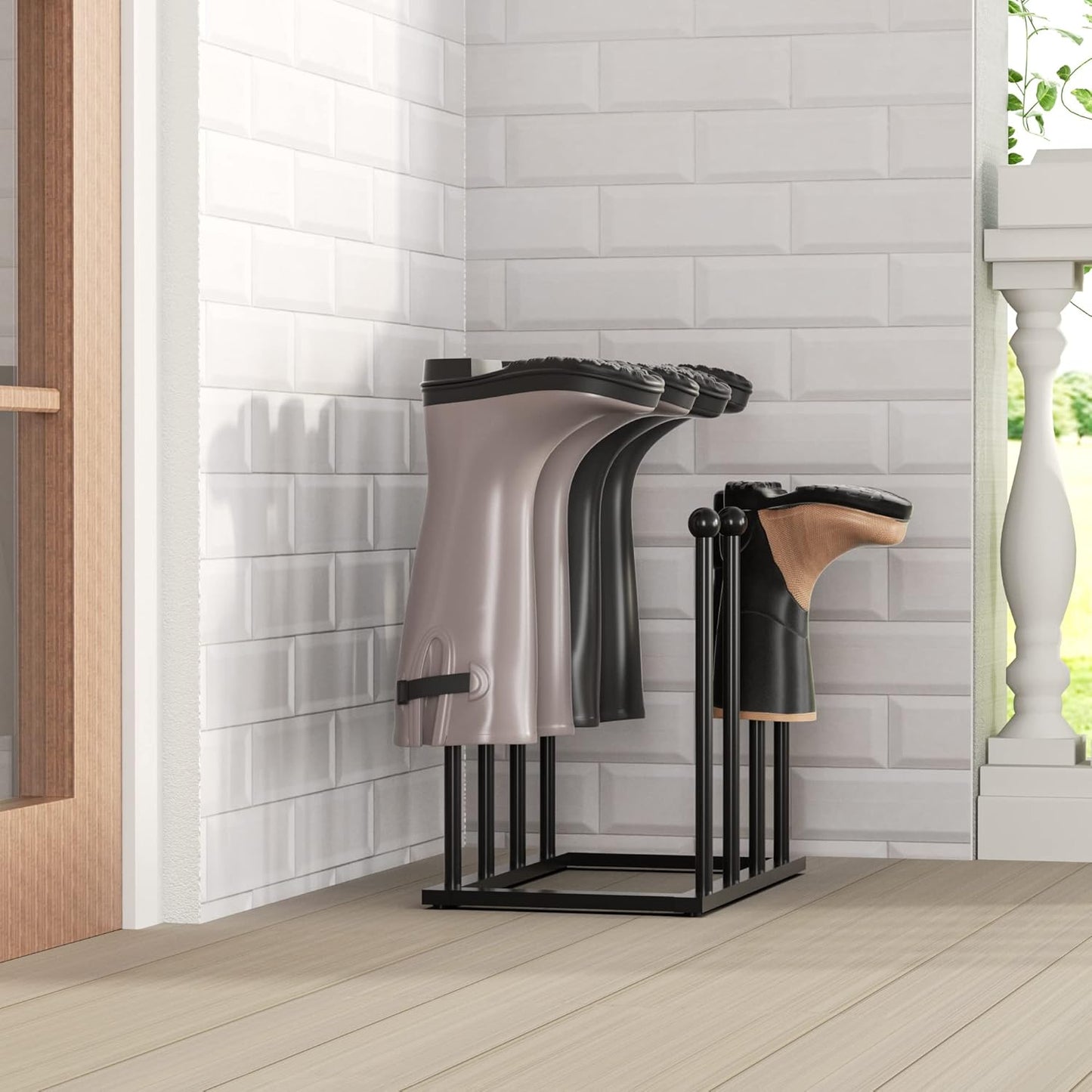 pickpiff Free Standing Shoe Racks - Black Metal Boot Rack, Shoe Organizer for Dorm Room, Closet, Entryway, Bedroom, Patio Outdoor, Hallway, Black Shoe Rack Organizer, Shoe Storage Fit for 4 Pairs