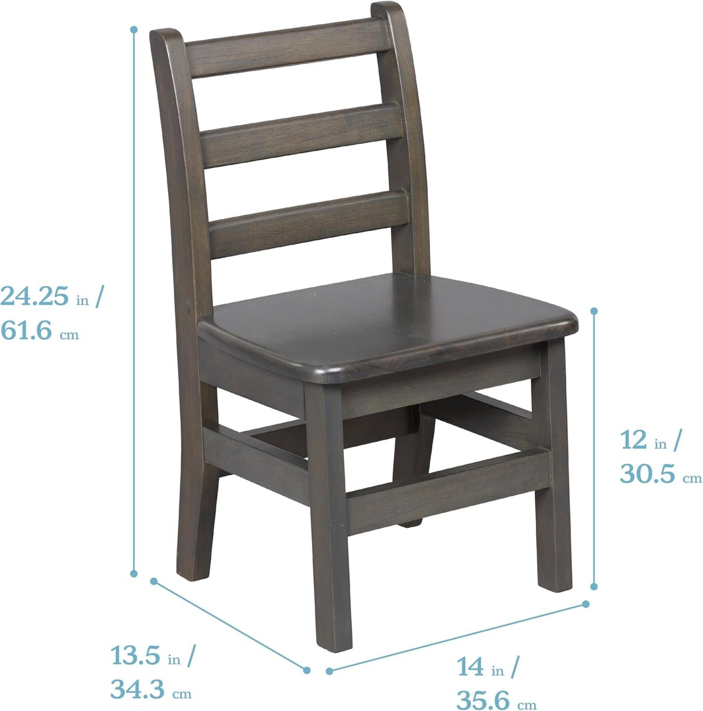 ECR4Kids 30in x 30in Square Hardwood Table and Chair Set, 12in Seat Height, Kids Furniture, Grey Wash