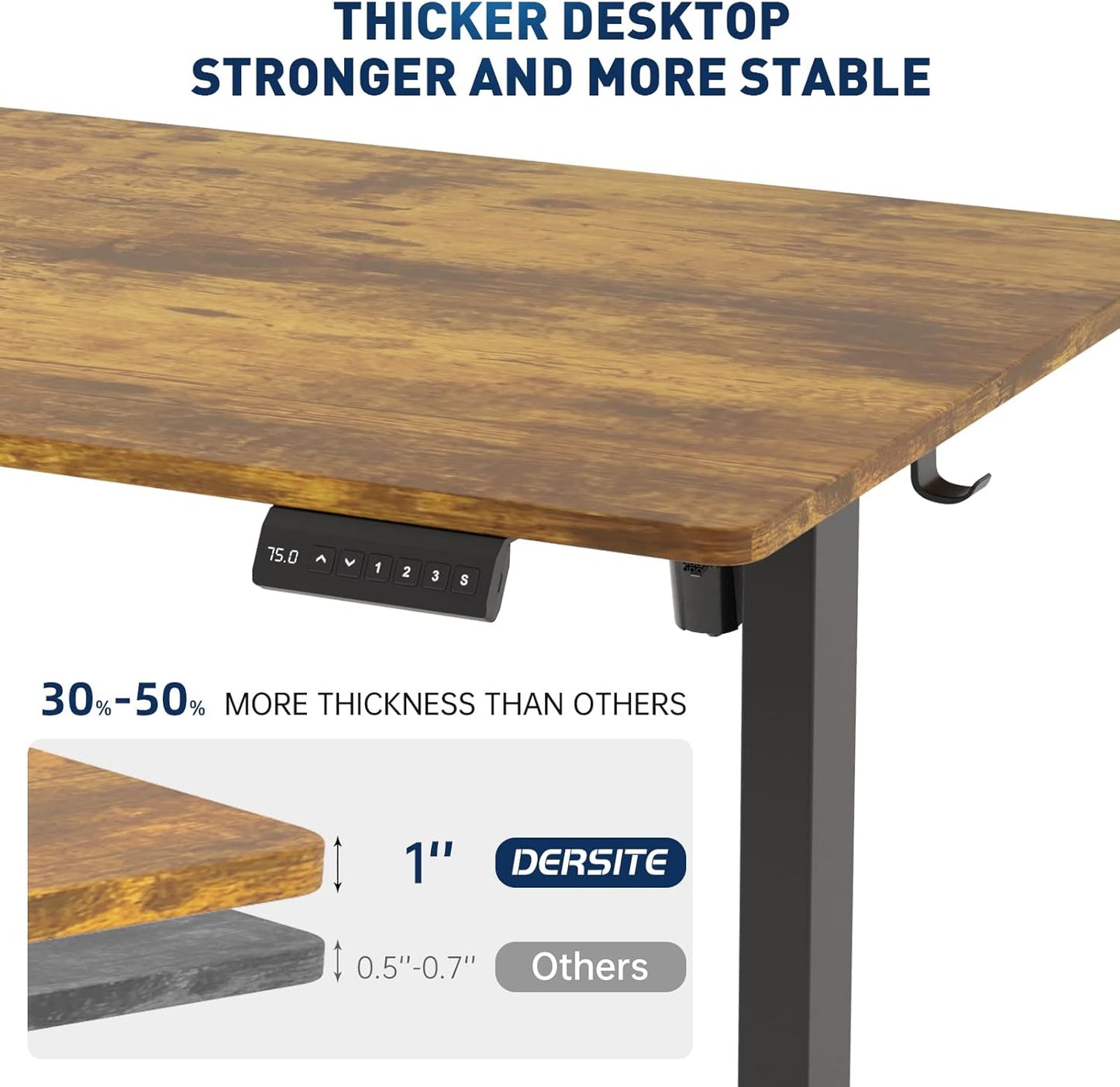 Whole Piece 1-Inch Thick Standing Desk with Side Storage Bag, Cable Management Tray, Monitor Stand Riser, Electric Adjustable Height Rising Table, Ergonomic Office Computer Desks 47.2x23.6 Inch