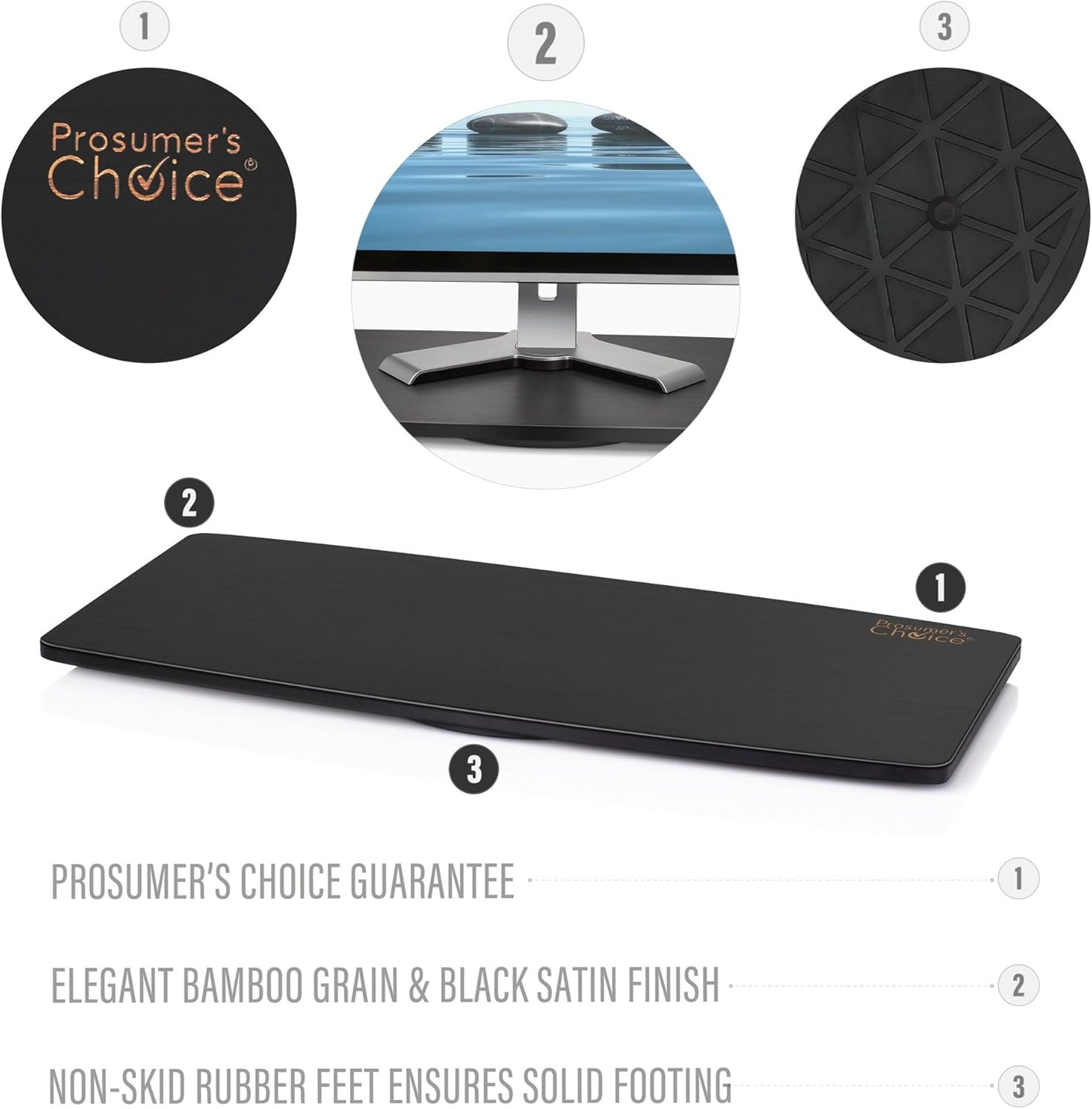 Prosumer's Choice 31-Inch Wooden TV Swivel Stand for LED/LCD TVs and Monitors - 360° Rotation with Steel Ball Bearings - Stable TV Swivel Base for Easy Viewing Adjustment - Black Finish