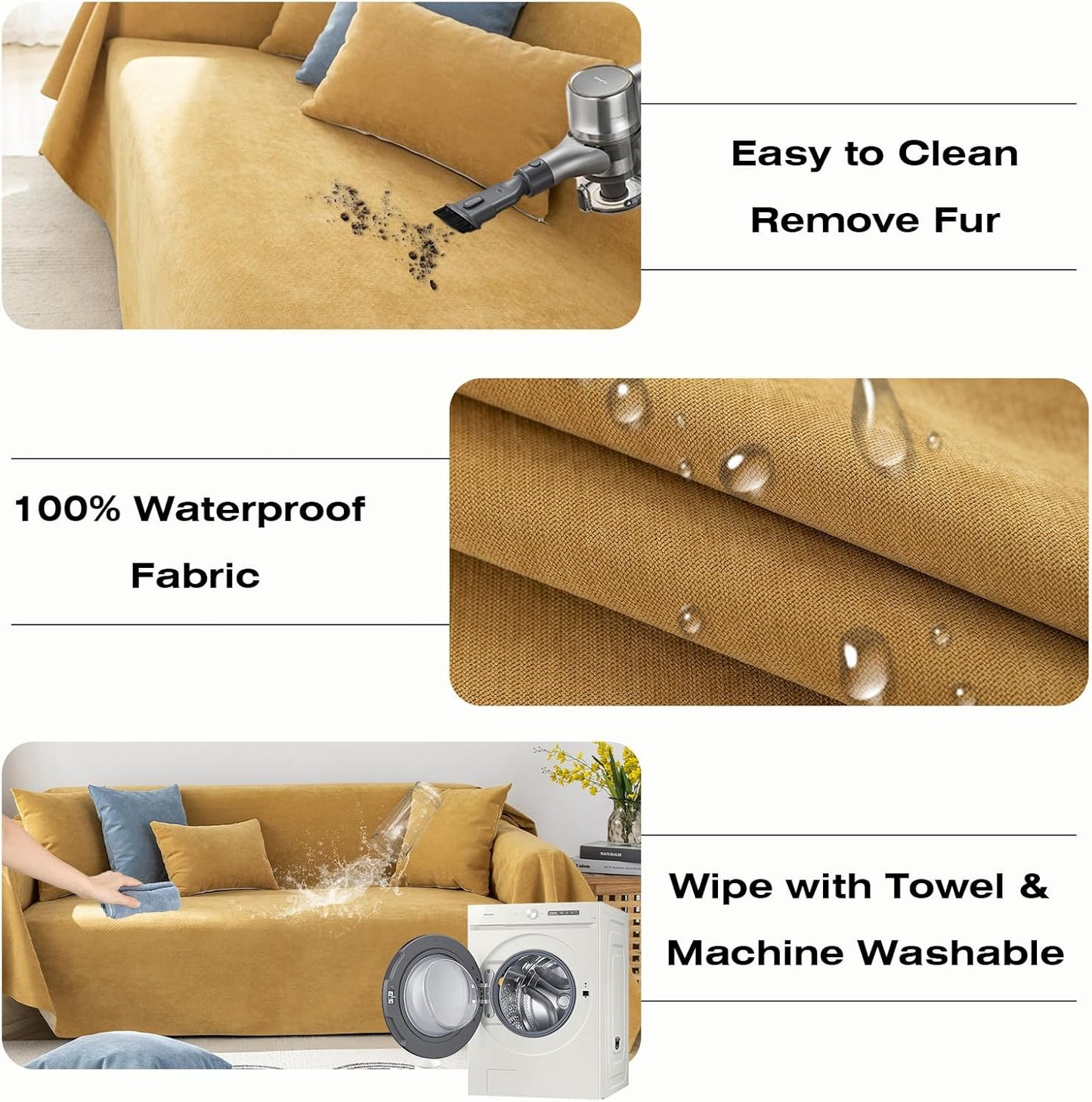 STACYPIK Waterproof Ginger Couch Cover for Sectional, Loveseat Covers, Futon Cover, L Shaped Cover, Anti-Cat Scratch Furniture Protector for 2 Cushion Couch，Washable Pets Protector Sofa Cover-71X90IN