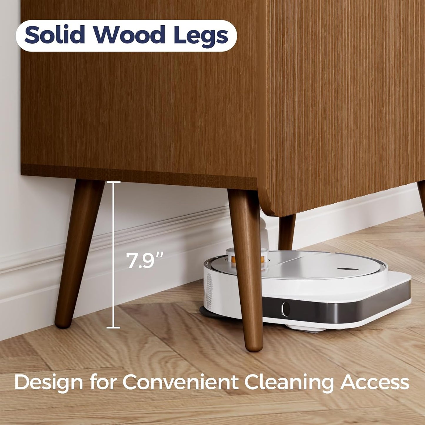 Buffet Cabinet with Storage, Fluted Multifunctional Storage Cabinet with 2 Doors, Sideboard Buffet Credenzas for Living Room, Entryway, Hallway, Walnut