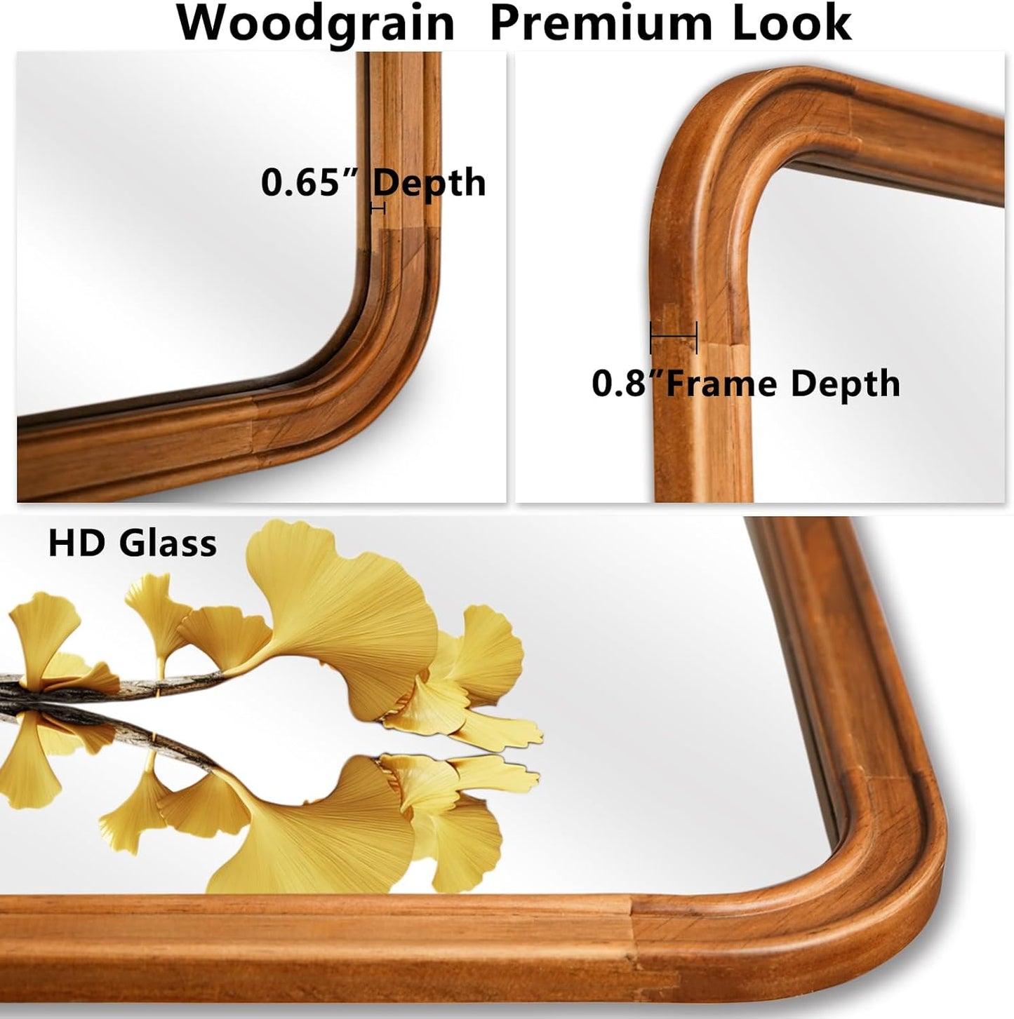 WallBeyond Wood Mirrors for Bathroom, 30x40 Inch Wooden Frame Wall Mirror Farmhouse Wall Mounted Rectangle Mirror for Vanity (Horizontal/Vertical)