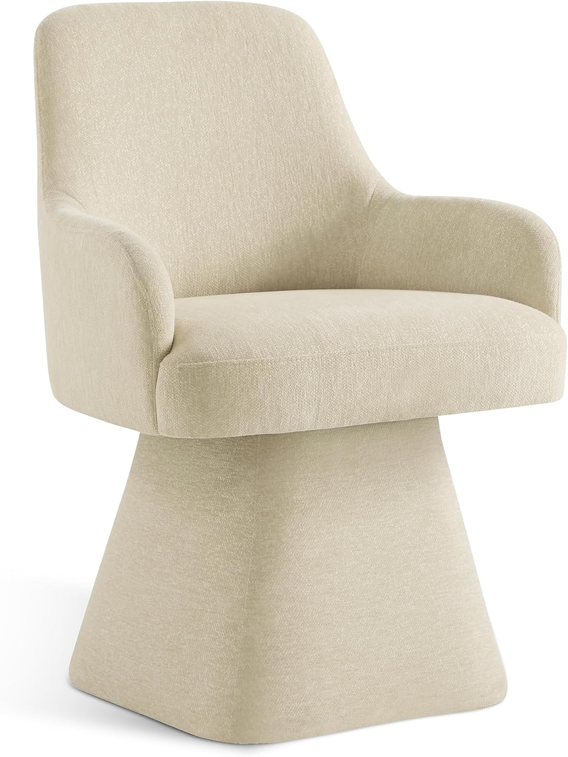 Swivel Dining Chair Set of 1, Mid Century Modern Chair Fabric Upholstered Armchair with Armrest & Ergonomic Backrest for Dining Room, Kitchen, Bedroom, Living Room, Sand