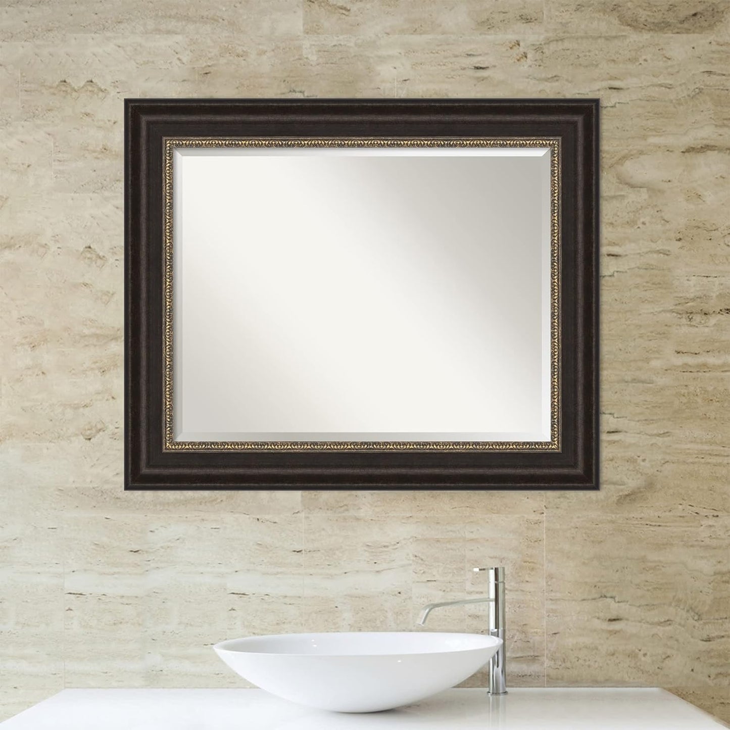 Amanti Art Bronze Bathroom Mirror for Over Sink, 29x35 Paragon Bronze Rectangle Vanity Mirror, Large Traditional Frame, Hangs Horizonally and Vertically, Bathroom Wall Decor, Beveled Edge