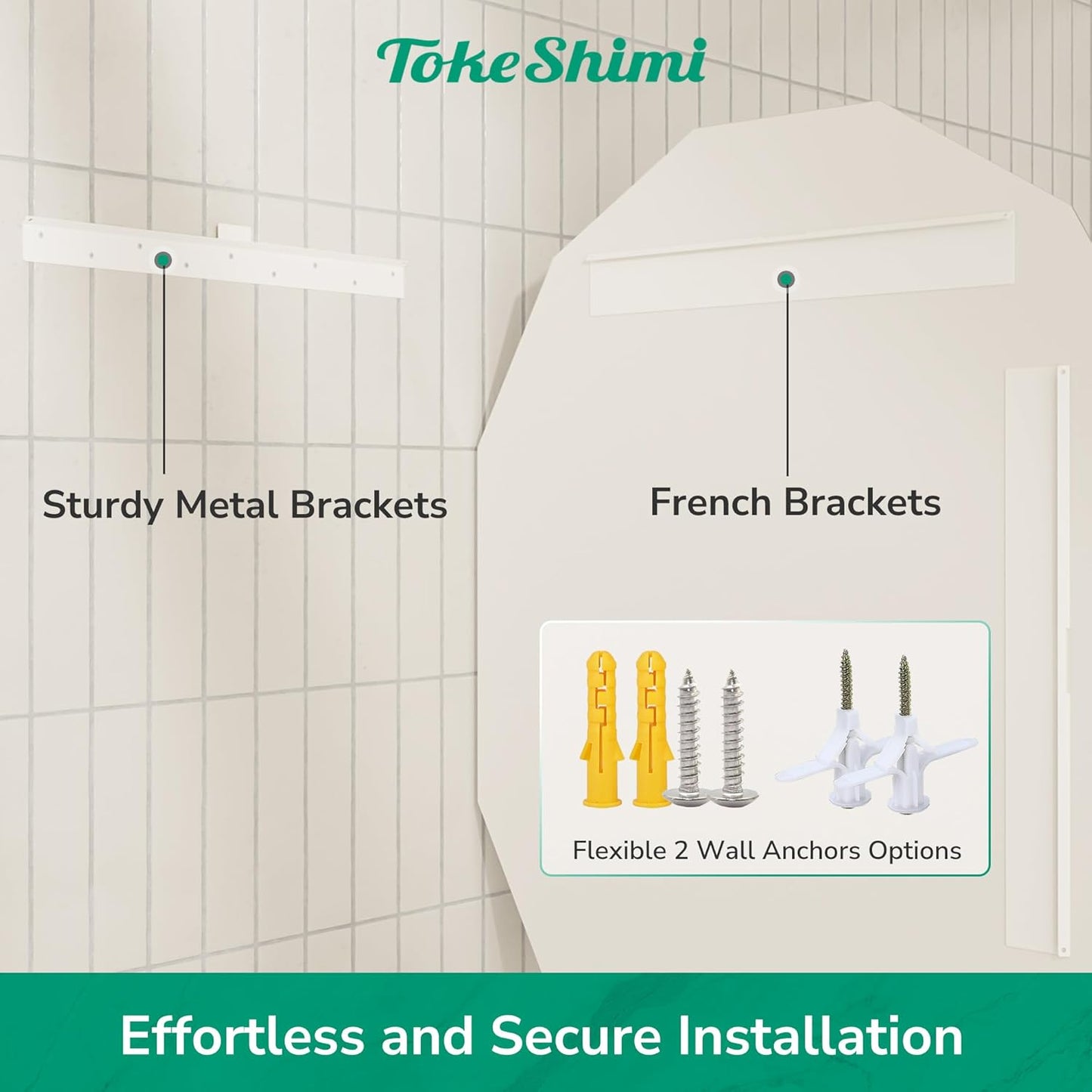 TokeShimi 20x28 Irregular Wall Mirror Beveled, Frameless Mirror Bathroom Stylish, Shatterproof Decorative Oval Bathroom Vanity Mirrored Round Modern for Living Room, Entryway, Restroom