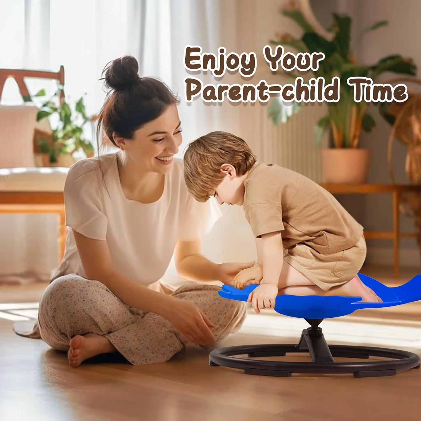 Sensory Spinning Chair for Kids with Autism, Fish-Shaped 360° Swivel Seat, Toddler Sit and Spin ADHD Chair for Autistic Children, Sensory Room Must Haves, Improves Balance & Motion Relief (Dark Blue)