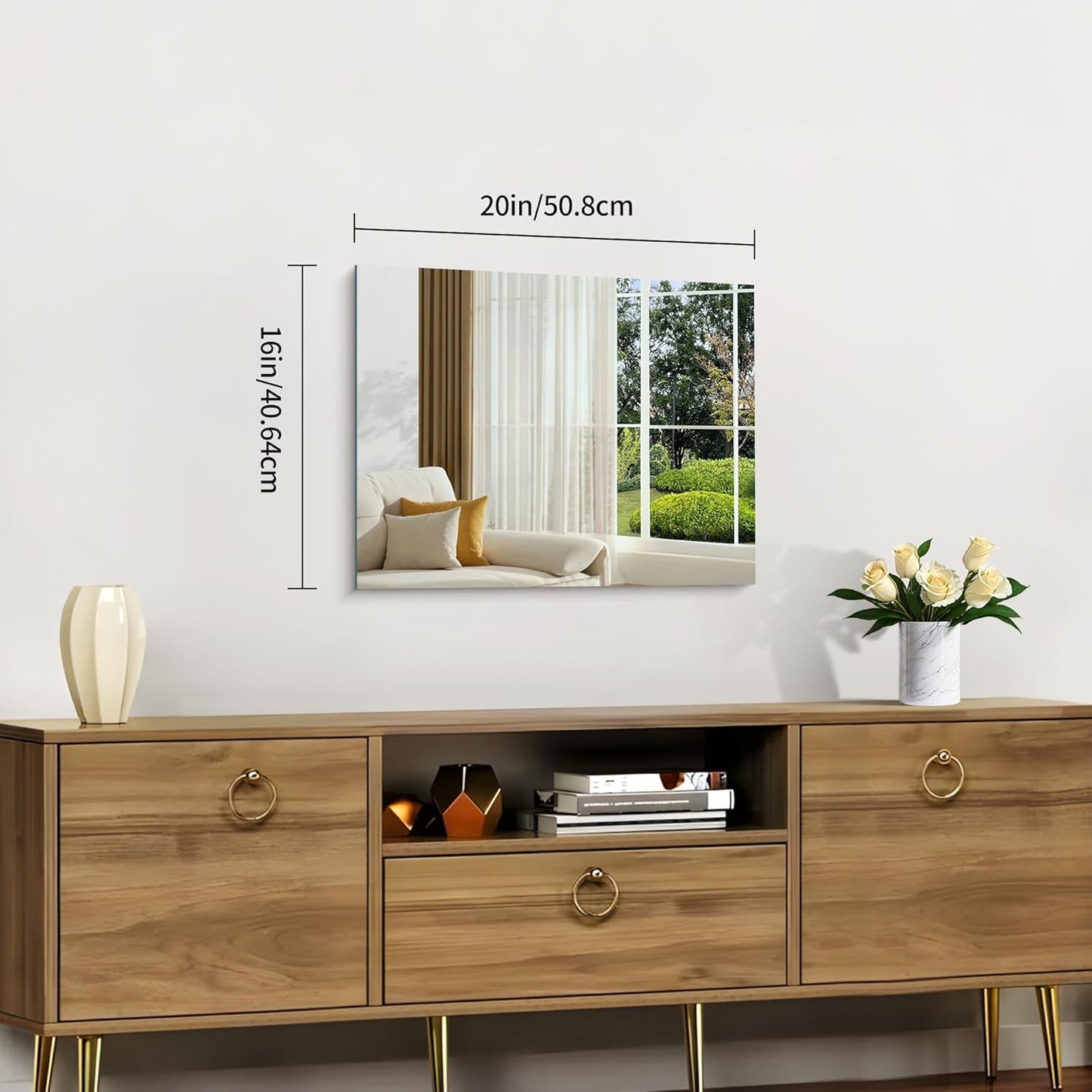 Frameless Mirror, 16x20 Inch Bathroom Mirrors for Wall, Rectangle Bathroom Vanity Mirrors with Polished Edge, Hangs Horizontally or Vertically for Bathroom, Bedroom and Living Room