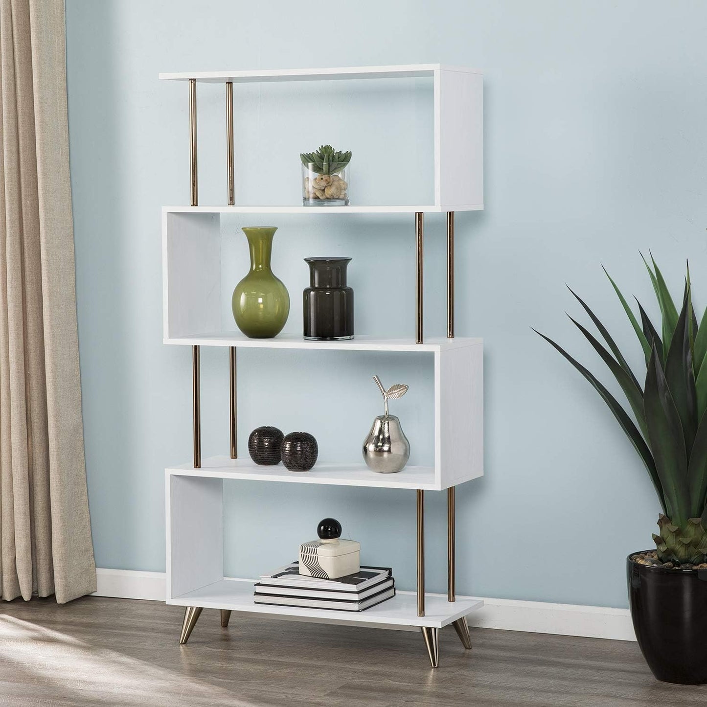 SEI Furniture Beckerman Bookcase, Gold (AMZ9753ZH)
