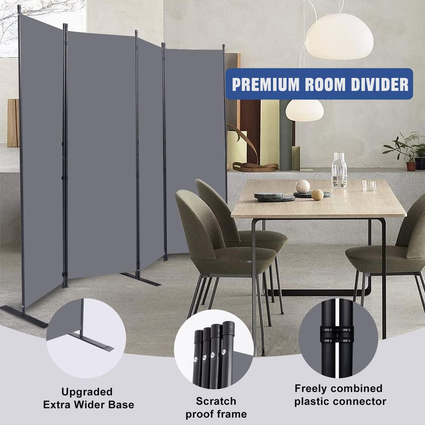 Room Divider 6FT Portable Room Dividers and Folding Privacy Screens, 88'' W Fabric Divider for Room Separation, 4 Panel Partition Room Dividers Freestanding Wall Divider Screen for Dorm Studio Office