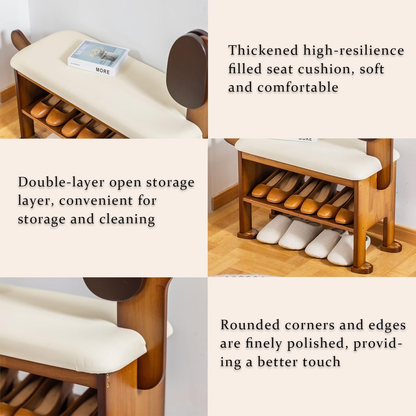 Shoe Bench – 2-Tier Wooden Entryway Organizer Cute Dog-Shaped with Pet-Inspired Design, 23.6 inchs Hallway & Living Room Bench