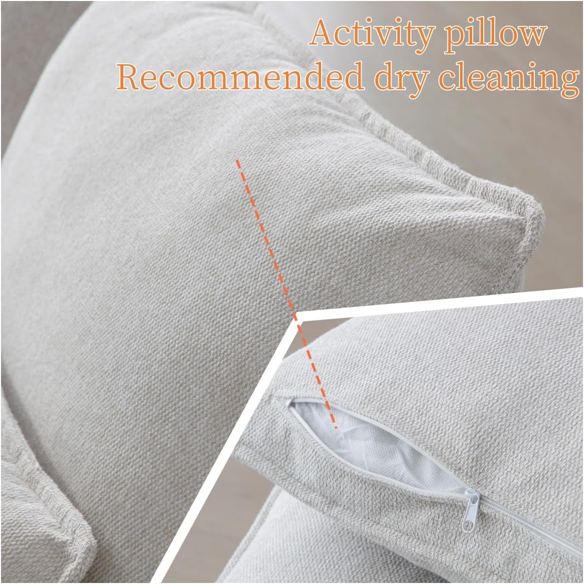 KEIKI 130" U-Shaped 6 seat Sofa with Storage Console, Cup Holders, Upholstered Sectional Sofa, Button Tufted Cloud Cushion Couch for Home, Office, Apartment, Beige