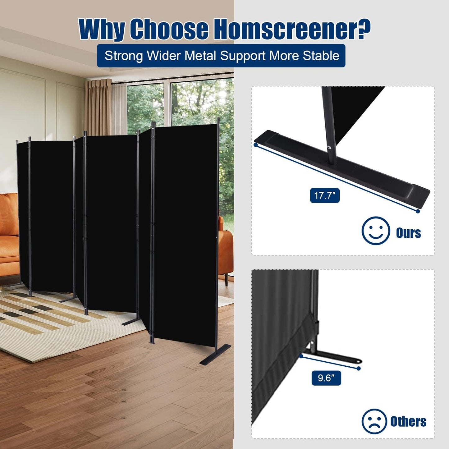 Room Divider 6FT Portable Room Dividers and Folding Privacy Screens, 132'' W Fabric Divider for Room Separation, 6 Panel Partition Room Dividers Freestanding Wall Divider Screen for Dorm Studio Office