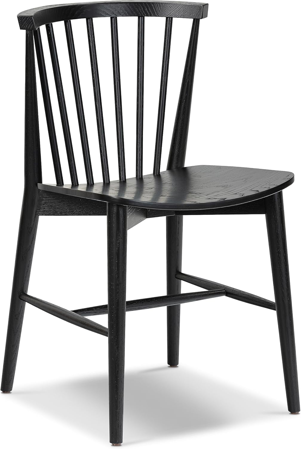 POLY & BARK Ligna Dining Chair Oak – Mid-Century Inspired Chair with Sculpted Spindle Back – Solid American Walnut Frame and Engineered Wood Veneered Seat – Fully Assembled and Ready to Use