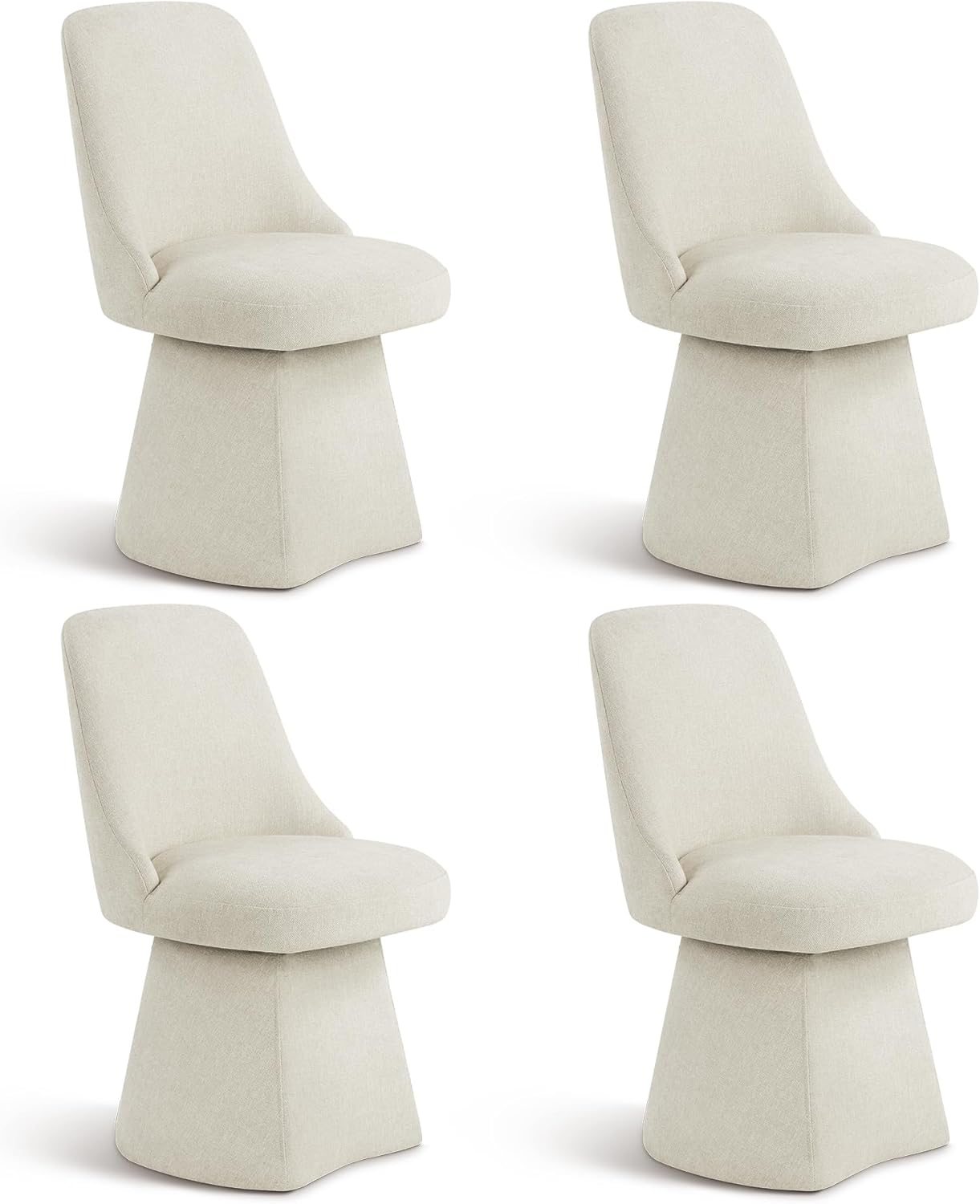 Swivel Dining Chair Mid Century Modern DeskChair High Back Upholstered Linen Fabric SideChair for Kitchen Diningroom Bedroom,Linen,4 Box