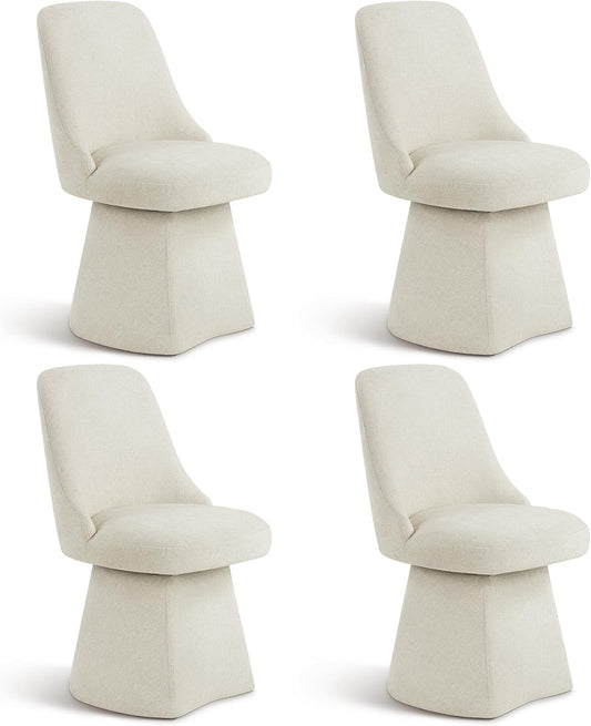 Swivel Dining Chair Mid Century Modern DeskChair High Back Upholstered Linen Fabric SideChair for Kitchen Diningroom Bedroom,Linen,4 Box