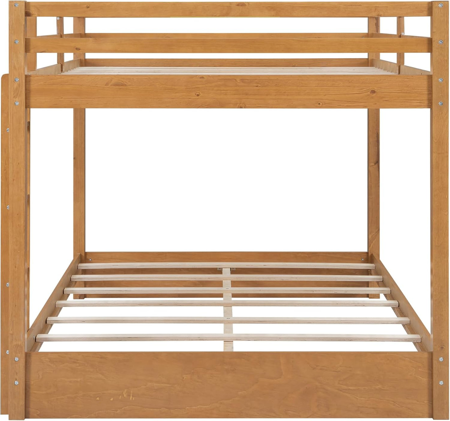 Ball & Cast Queen Over Queen Bunk Bed, Sturdy Bunk Bed Frame for Kids, Plywood Bunk with Ladder, Guardrail, and Slats, No Box Spring Required,for Kids Boys Girls,Natural