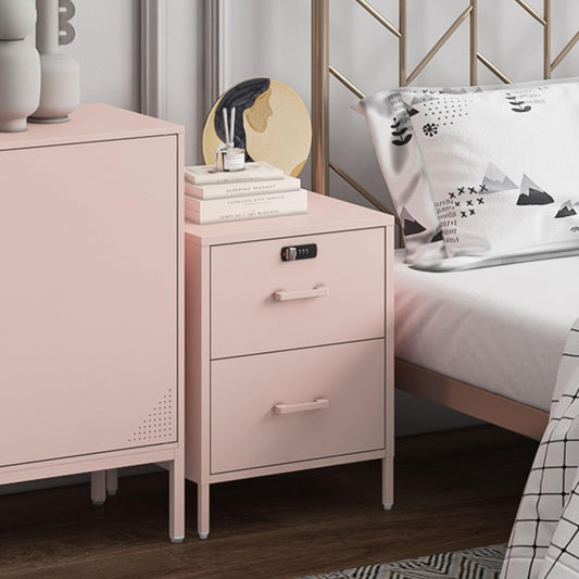 Metal Nightstand-LX (2 Drawer, Pink)