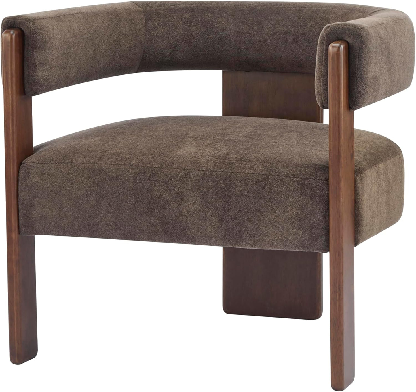 Christopher Knight Home Nettie Modern Accent Chair for Living Room, Velvet Fabric Single Lounge Sofa Chair with Wooden Frame, Comfy Reading Chair for Bedroom, Lounge Armchair with Cushion, Dark Brown