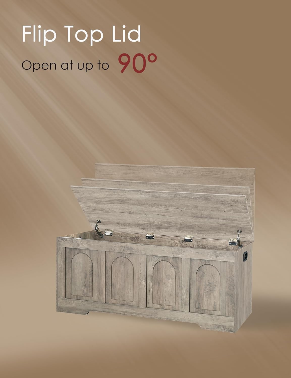 DINZI LVJ Storage Chest, 47.2”Wooden Storage Box with 2 Safety Hinges, Entryway Shoe Bench with Flip-Top, Large Trunk for Living Room, Bedroom, Easy Assembly, Gray Wash