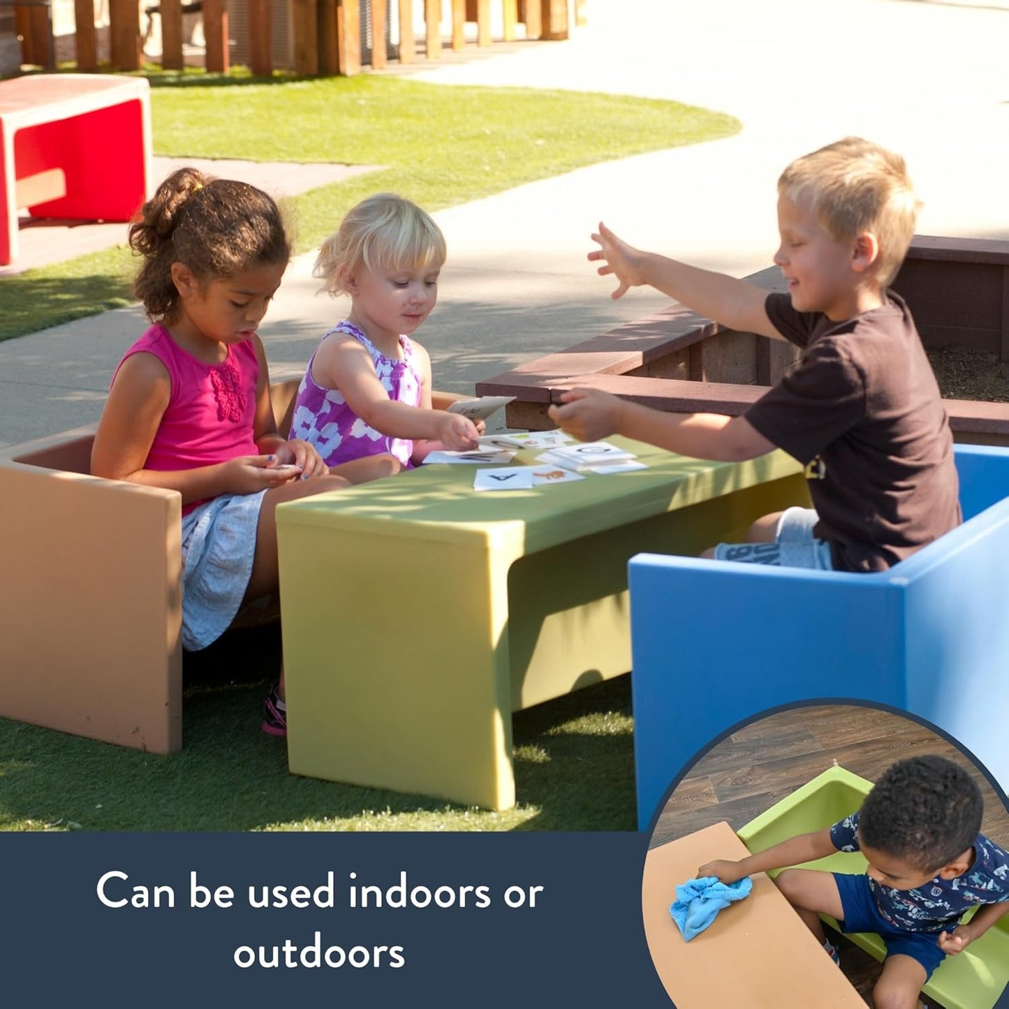 Children's Factory 3-in-1 Adapta-Benches for Kids, Flexible Seating Classroom Furniture, 3-Pack Kids Chair Set