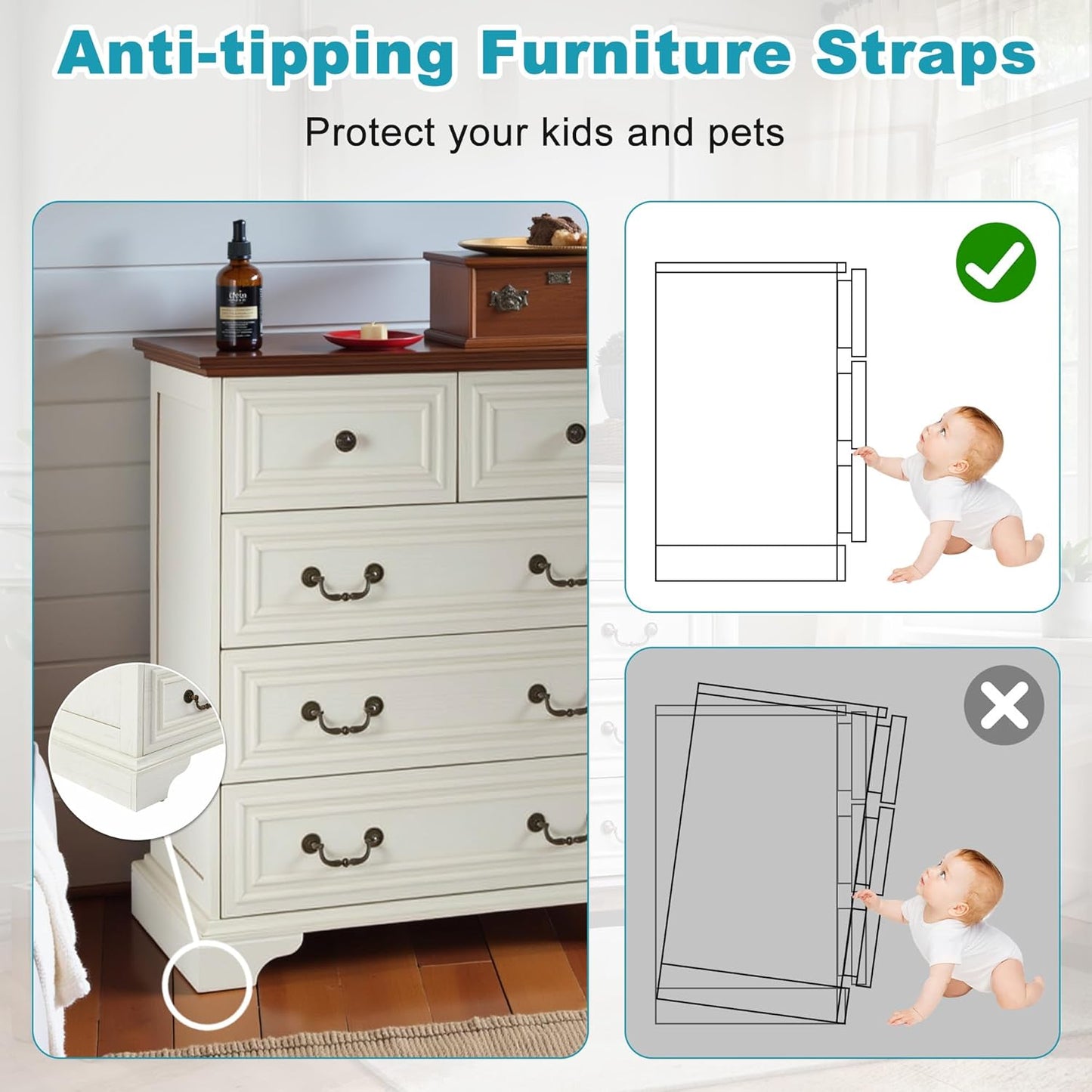 31.5" Farmhouse Sideboard Buffet Cabinet with Storage, Kitchen Buffet Storage Cabinet with 5 Drawers, Modern Wood Accent Sideboard for Living Room, Kitchen, Hallway(Antique Brown+White)