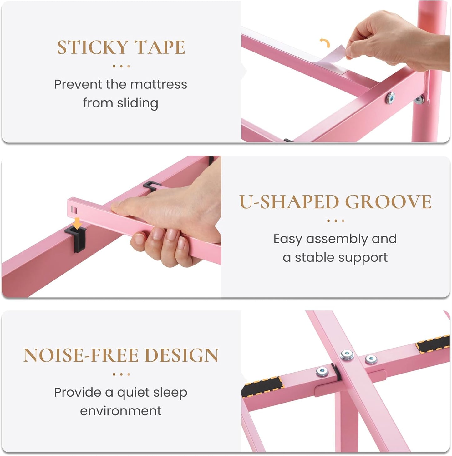 SHA CERLIN 14 Inches King Size Metal Platform Bed Frame/Vintage Iron-Art Headboard and Footboard/Mattress Foundation for Storage/No Box Spring Needed/Noise-Free/Easy Assembly/Pink