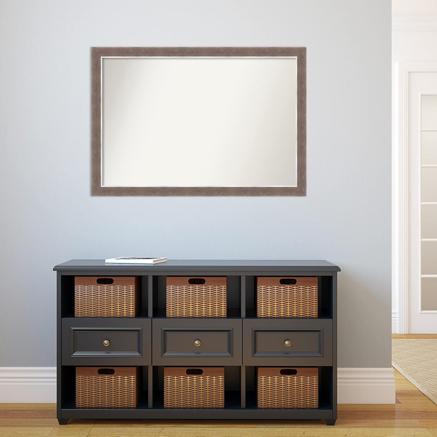 Amanti Art Brown Bathroom Mirror for Over Sink, 28x40 Noble Mocha Rectangle Vanity Mirror, Large Casual Frame, Hangs Horizonally and Vertically, Bathroom Wall Decor, Non-Beveled Edge from WI, USA