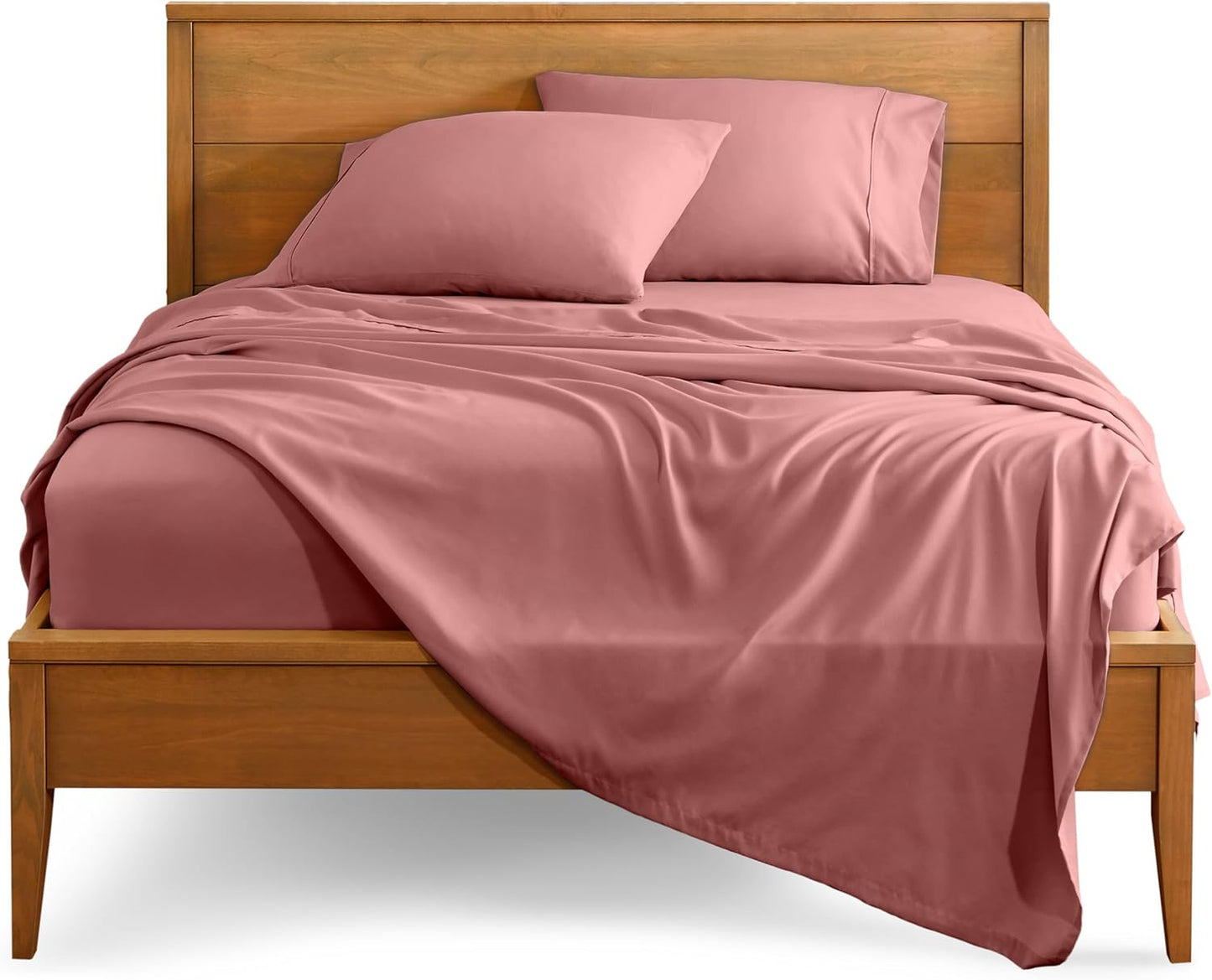 Bare Home Split Head Flex King Sheet Set - 1800 Ultra-Soft Microfiber Bed Sheets - Double Brushed - Deep Pockets - Easy Fit - 4 Piece Set - FlexTop Bedding Sheets (Split Head Flex King, Dusty Rose)