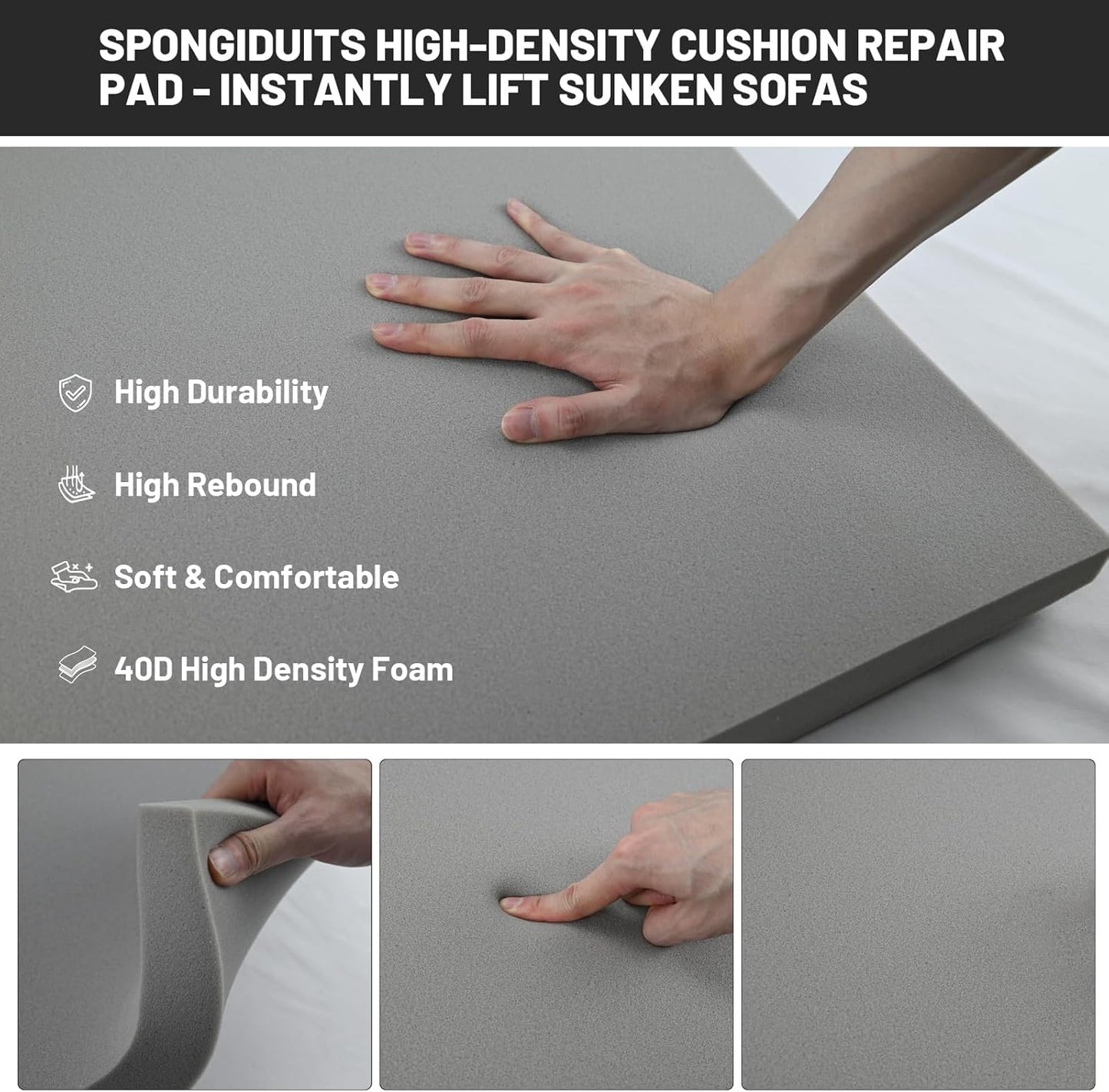 Couch Cushion Support for Sagging Seat - 20" x 20" High-Density Curved Foam Sofa Cushion Support Board, Couch Supporter for Under The Cushions, Grey Set of 2