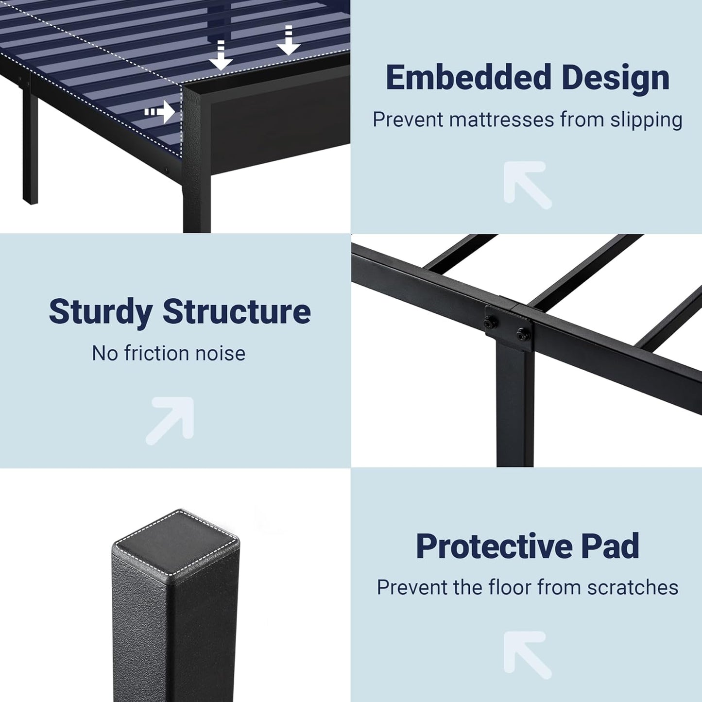 Allewie Twin Size Platform Bed Frame with Wooden Headboard and Footboard, Heavy Duty Metal Slats Support, No Box Spring Needed, Under-Bed Storage, Noise Free, Easy Assembly, Black Oak