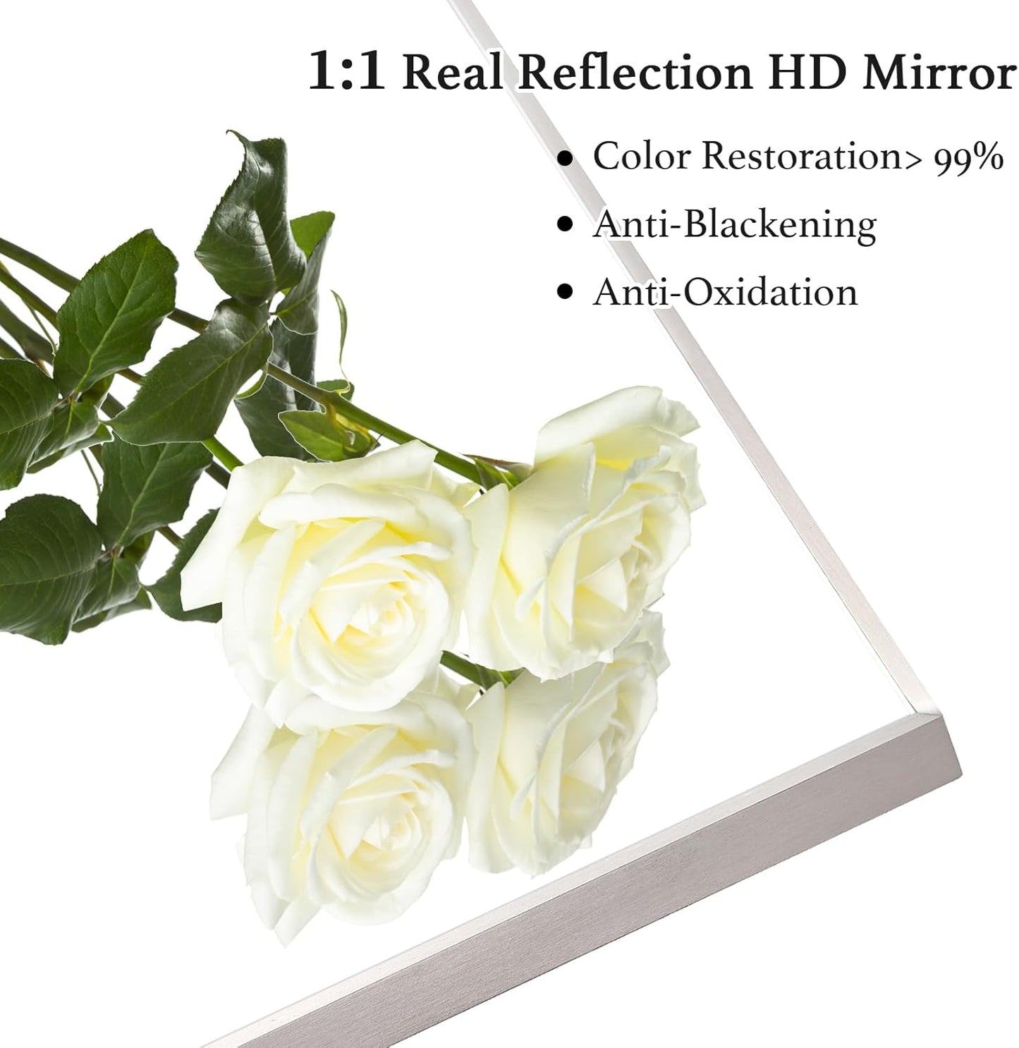 26x40 Inch Silver Bathroom Mirror - Copper-Free Mirror, Aluminum Alloy Frame Vanity Rectangle Wall Mounted Modern Mirror for Bedroom/Living Room/Porch Horizontal or Vertical