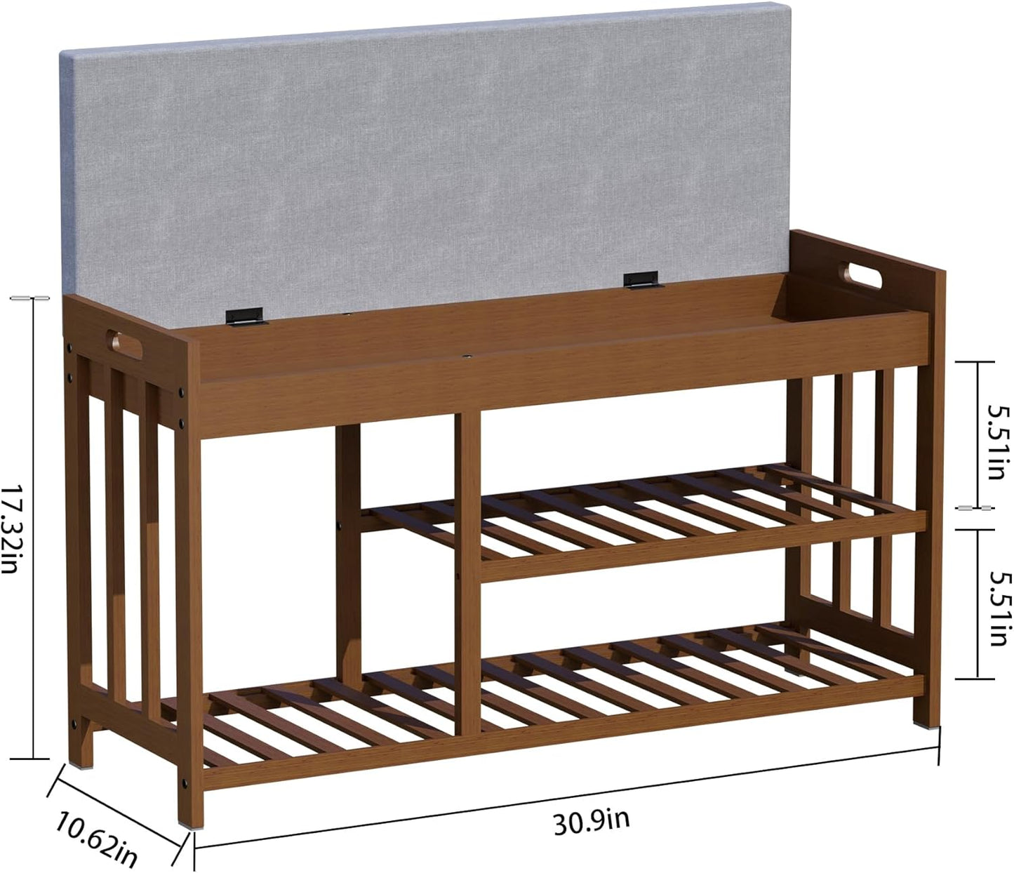 3-Tier Bamboo Shoe Rack Bench, Shoe Storage Organizer Bench, Entryway Benchs, Shoes Rack for Front Door Entrance, Entryway Bathroom Bedroom