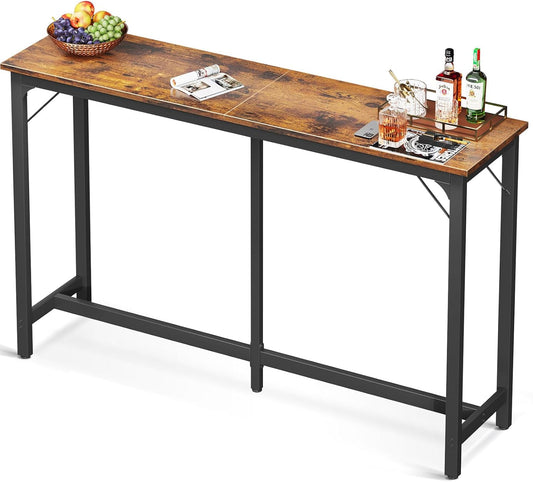 ODK 63 inch Bar Table, Bar Height Pub Table, Counter Height Bar Table, Rectangular High Top Kitchen & Dining Counter Tables with Sturdy Legs & Easy-to-Clean Top, Indoor use, Rustic Brown