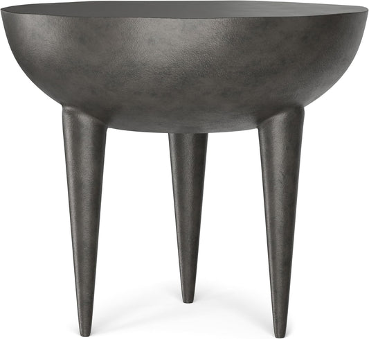 SIMPLIHOME Otto Cast Aluminum Side Table in Graphite, 21-inch Round, Rust-Resistant Metal Accent Table for Living Room, Bedroom, Fully Assembled