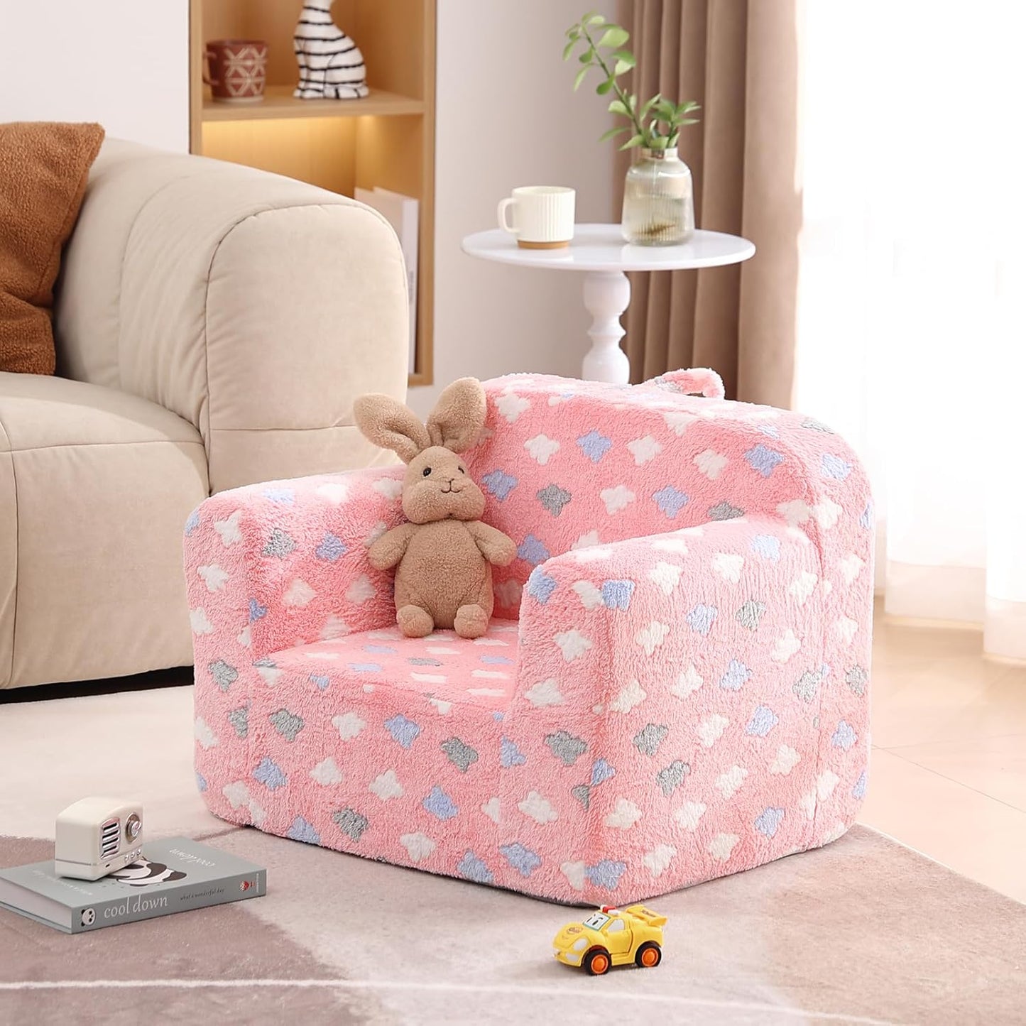 Toddler Chair – Plush Kids Sofa with Carry Handle, Comfy Convertible Lounger for Boys & Girls, Bedroom & Reading Chair