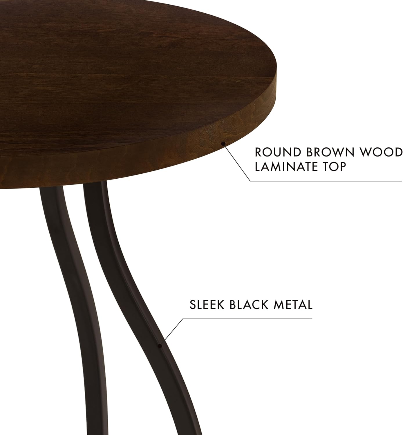 HomePop Lindsay Round Accent Table with Metal Base - Brown